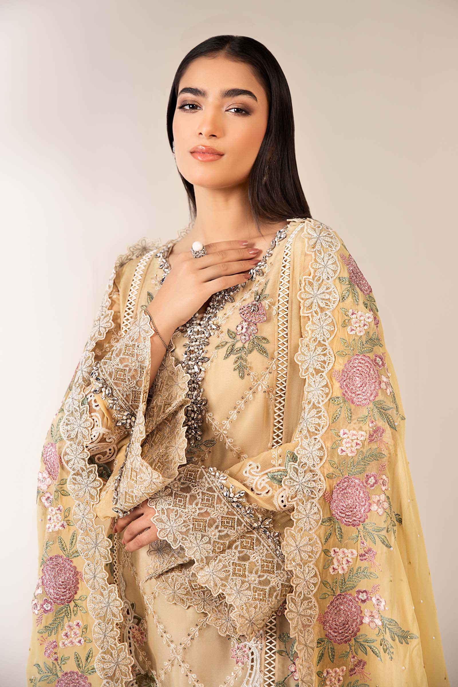 3 Piece Embroidered Chiffon Suit