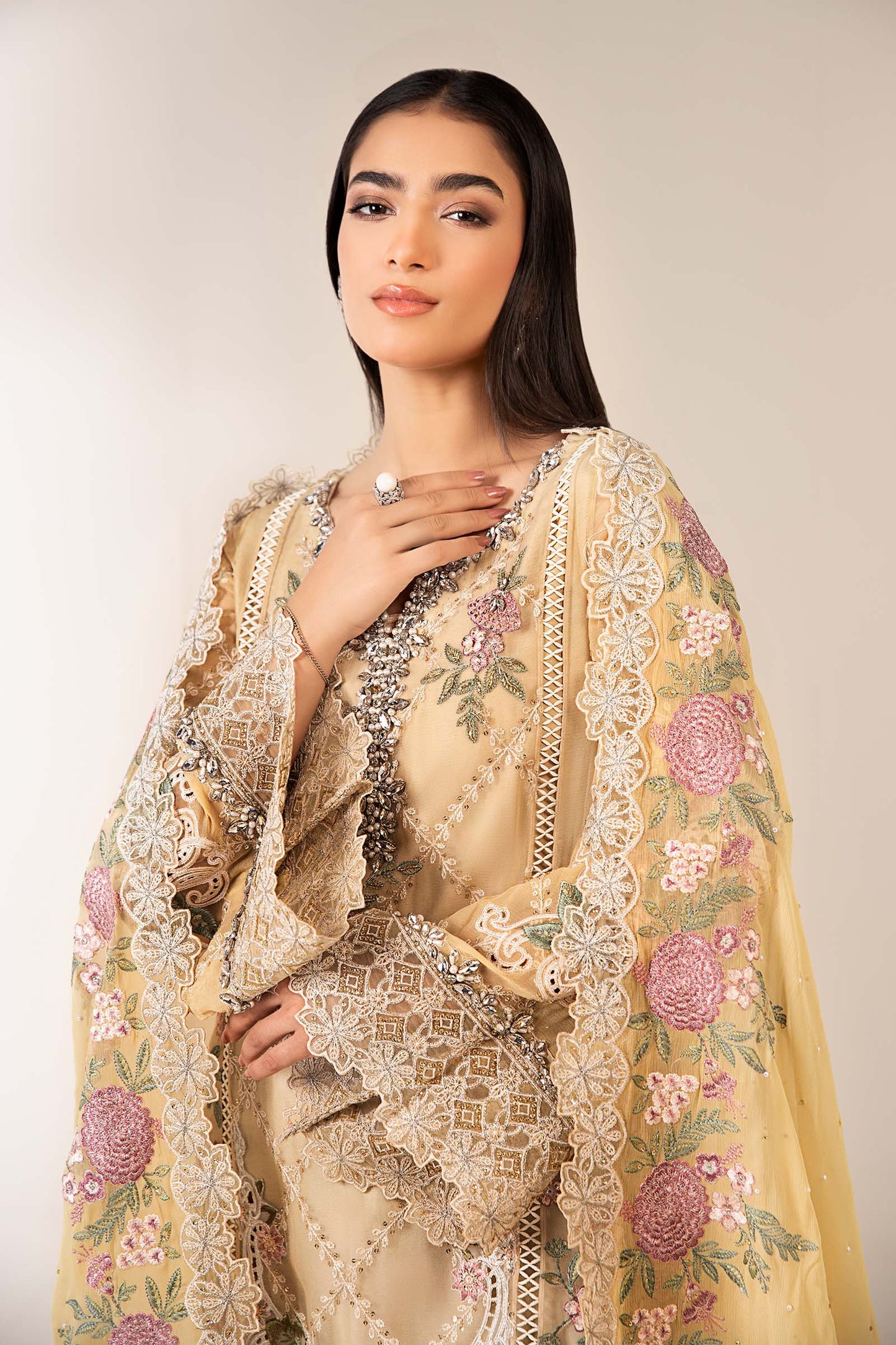 3 Piece Embroidered Chiffon Suit