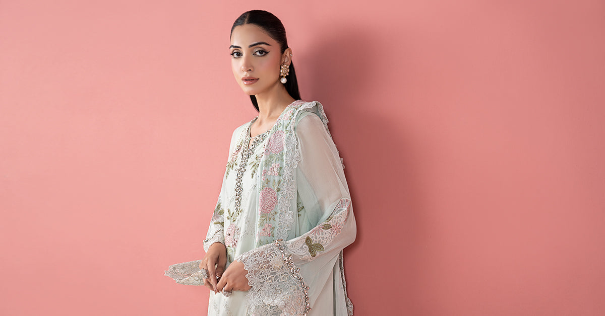 3 Piece Embroidered Chiffon Suit