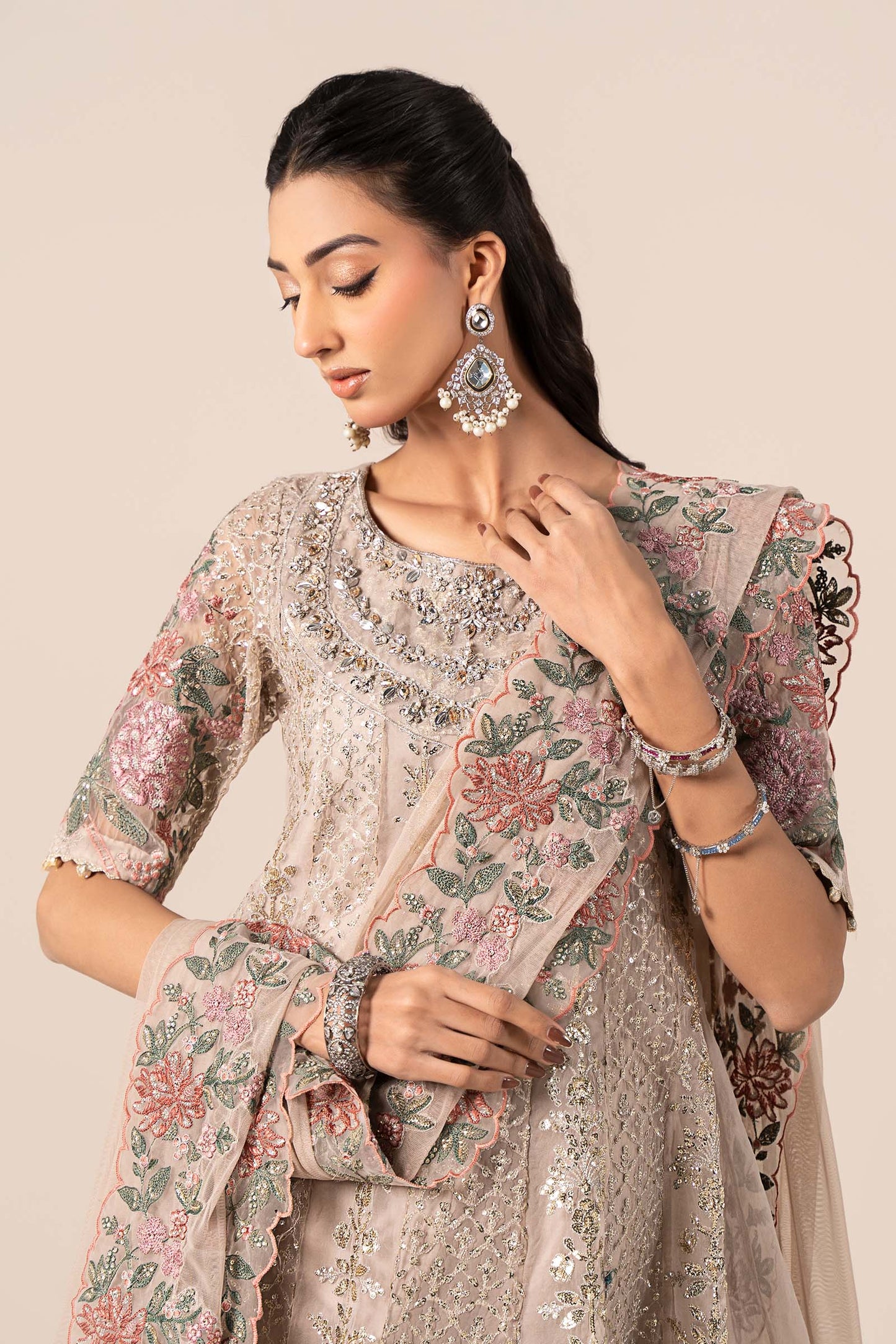 3 Piece Embroidered Organza Suit