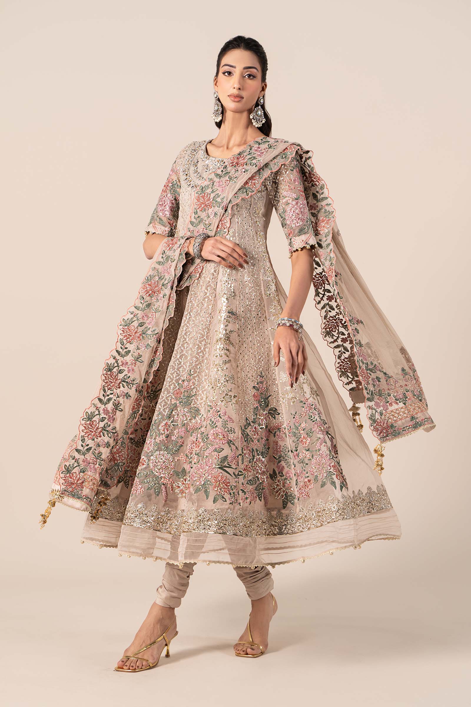 3 Piece Embroidered Organza Suit