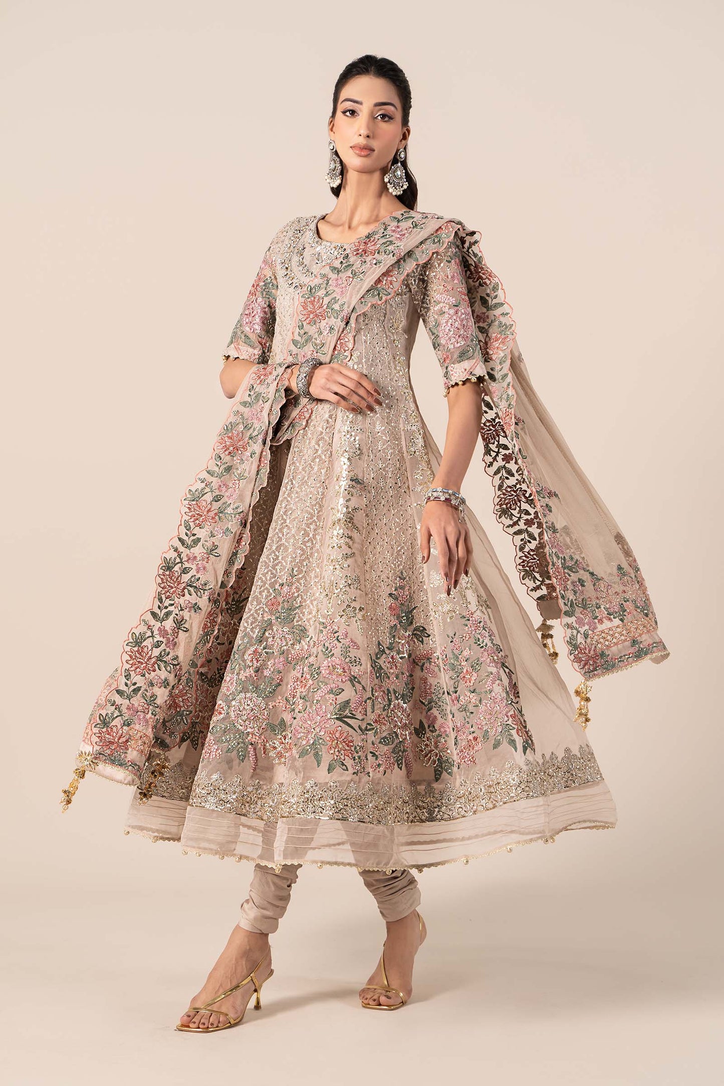 3 Piece Embroidered Organza Suit