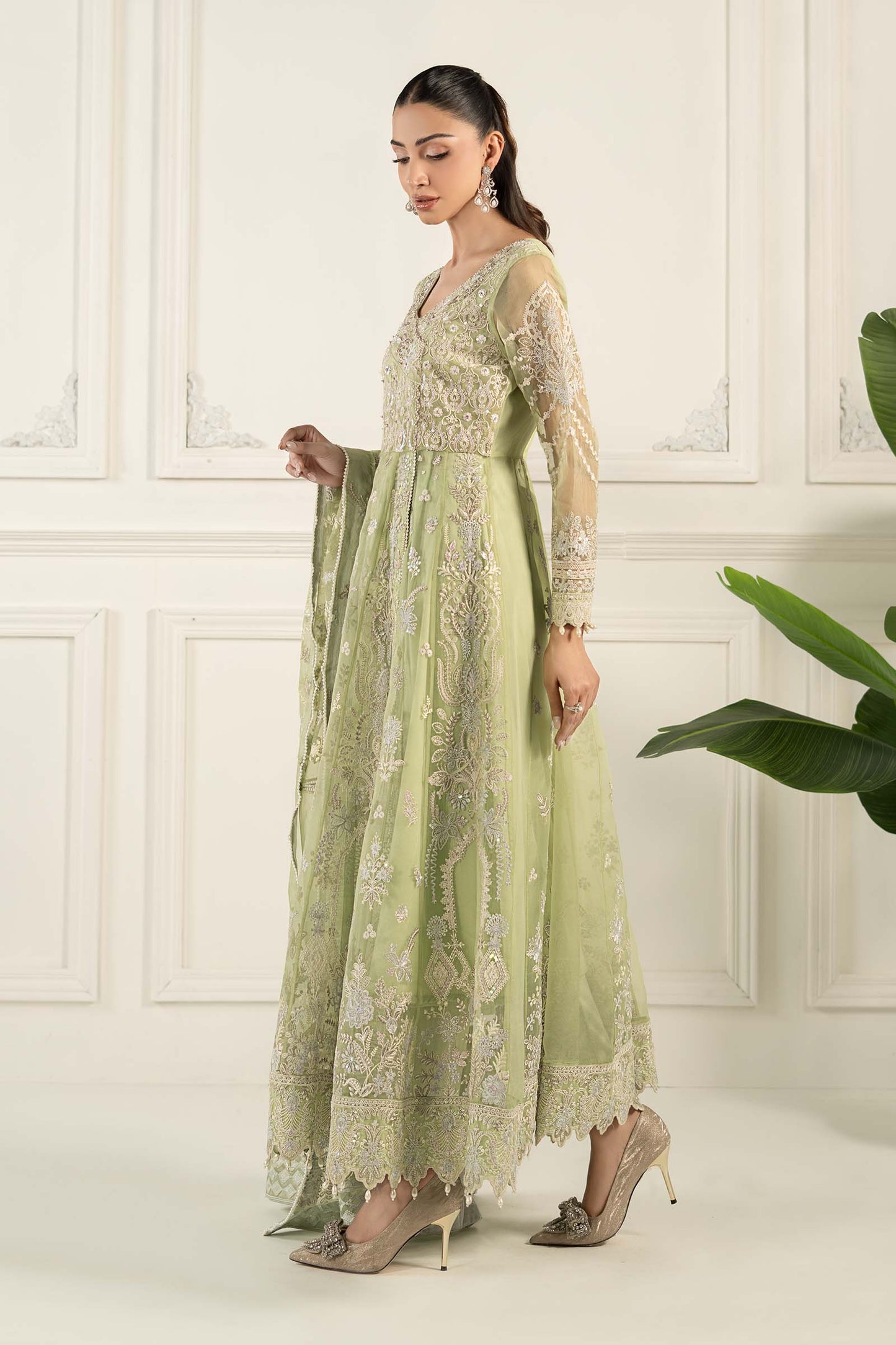 3 Piece Embroidered Organza Suit