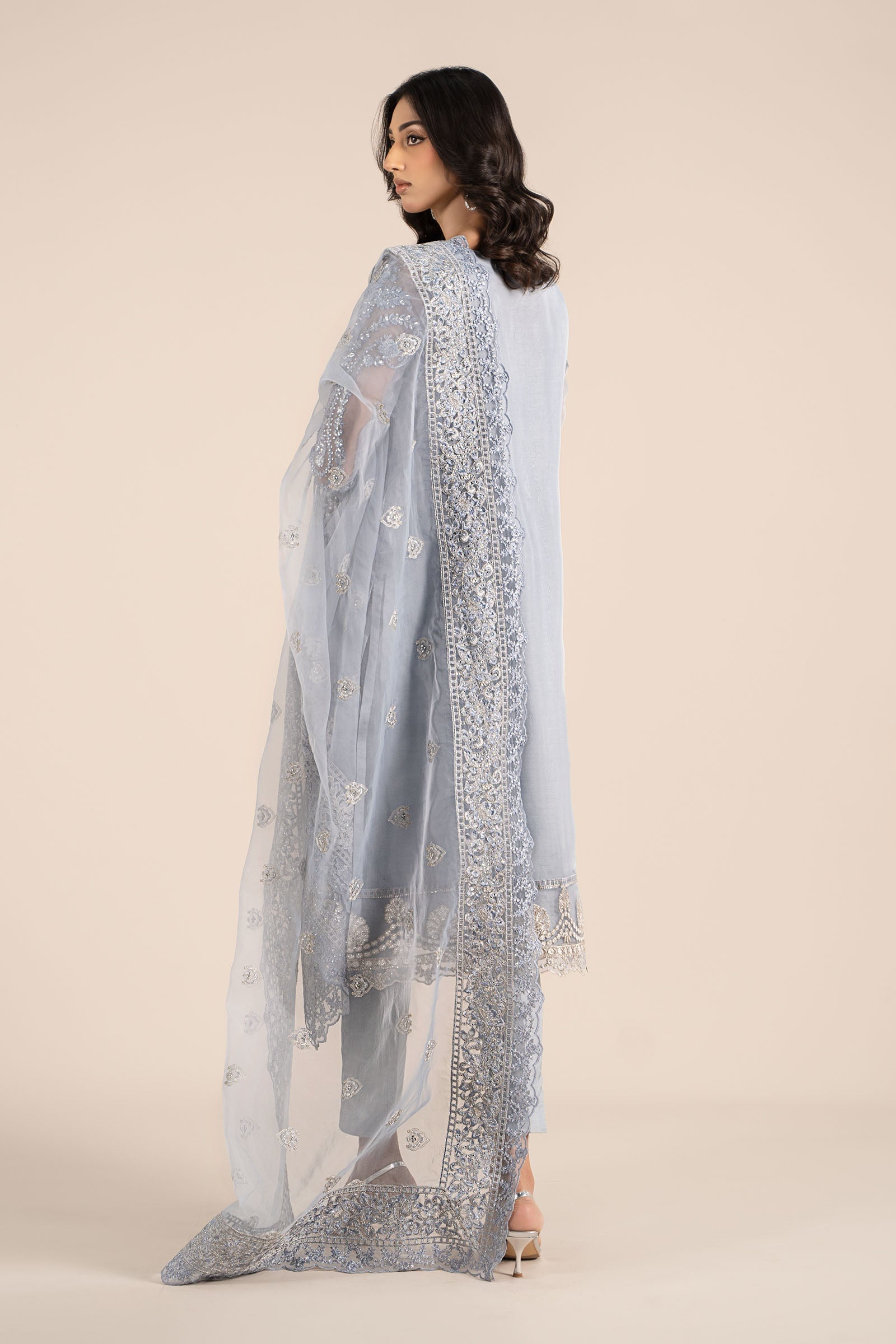 3 Piece Embroidered Organza Suit