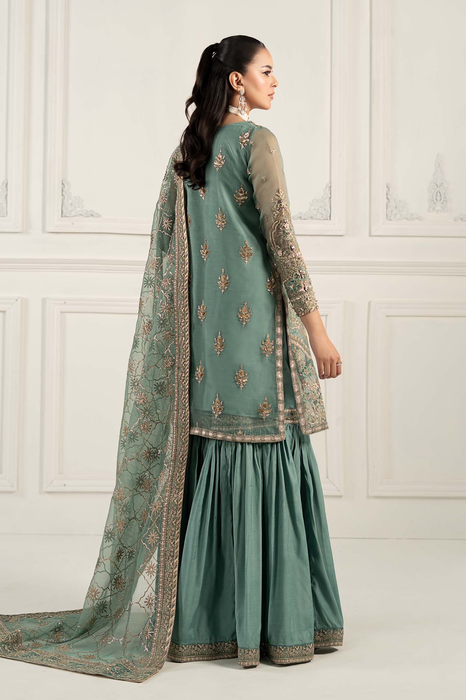 3 Piece Embroidered Organza Suit
