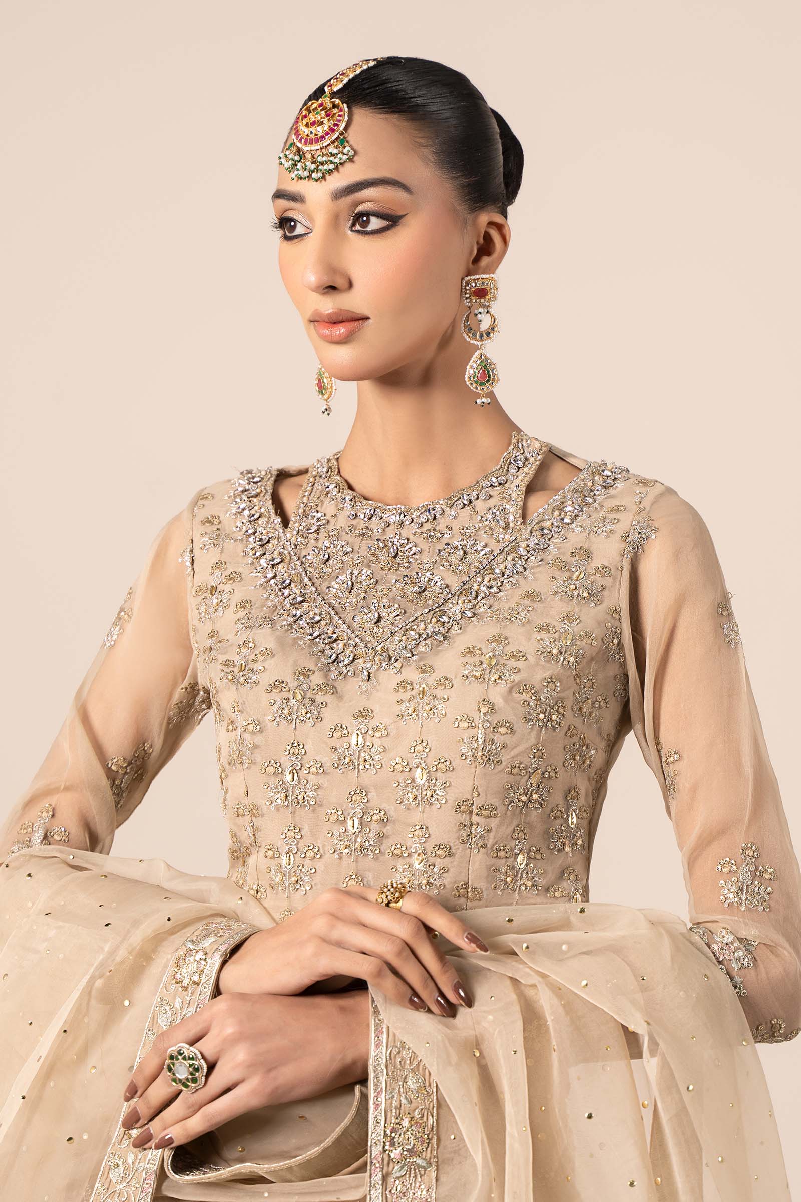 3 Piece Embroidered Organza Suit