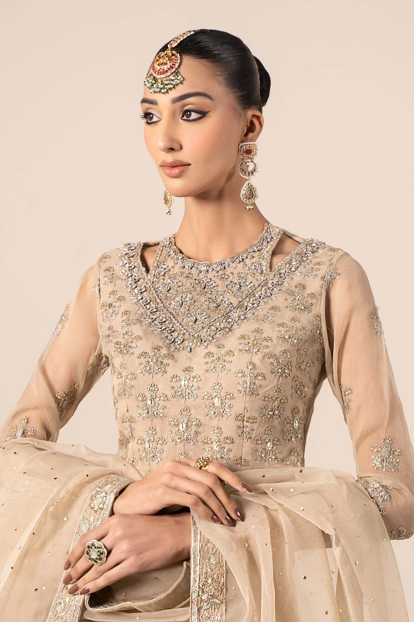3 Piece Embroidered Organza Suit