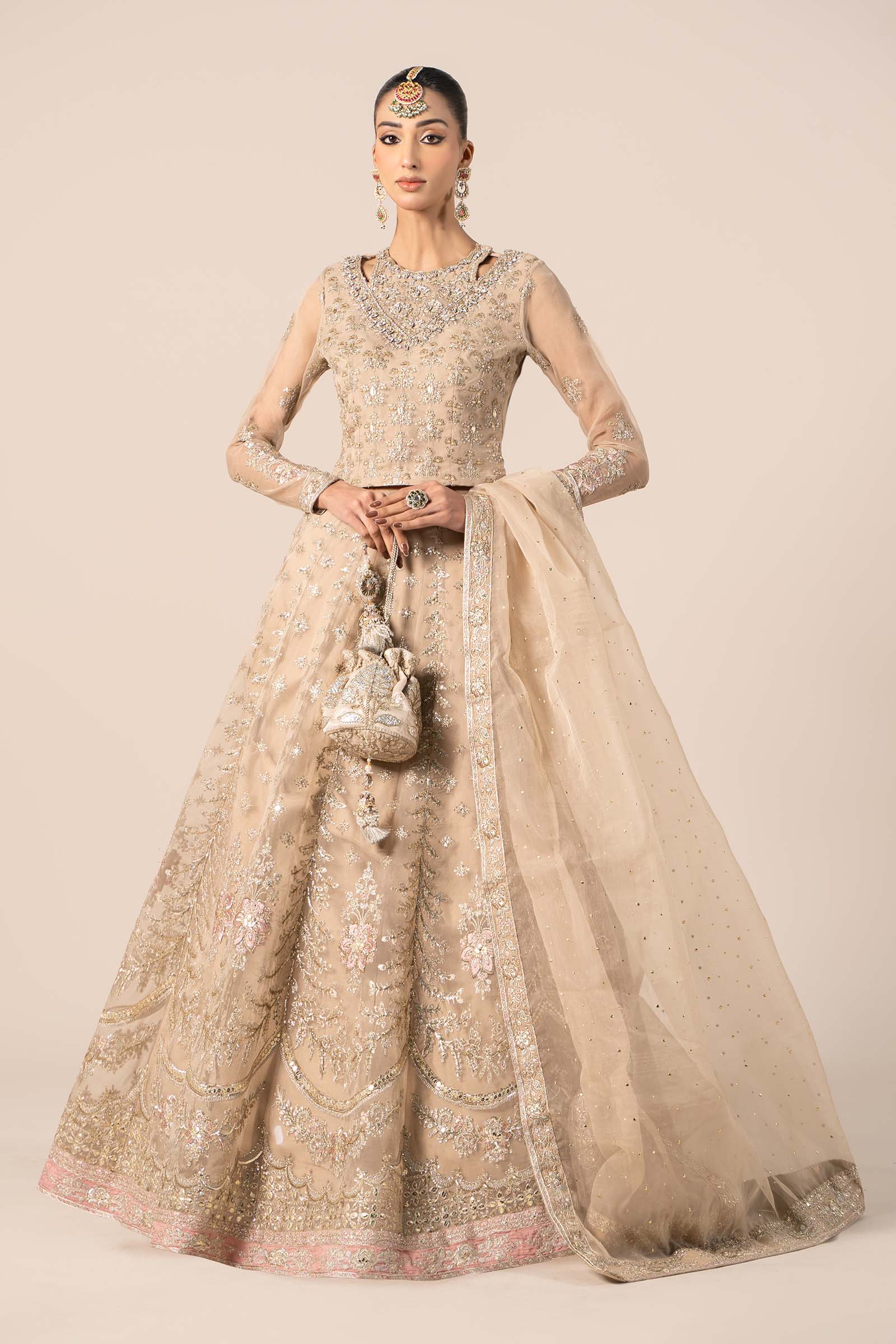 3 Piece Embroidered Organza Suit