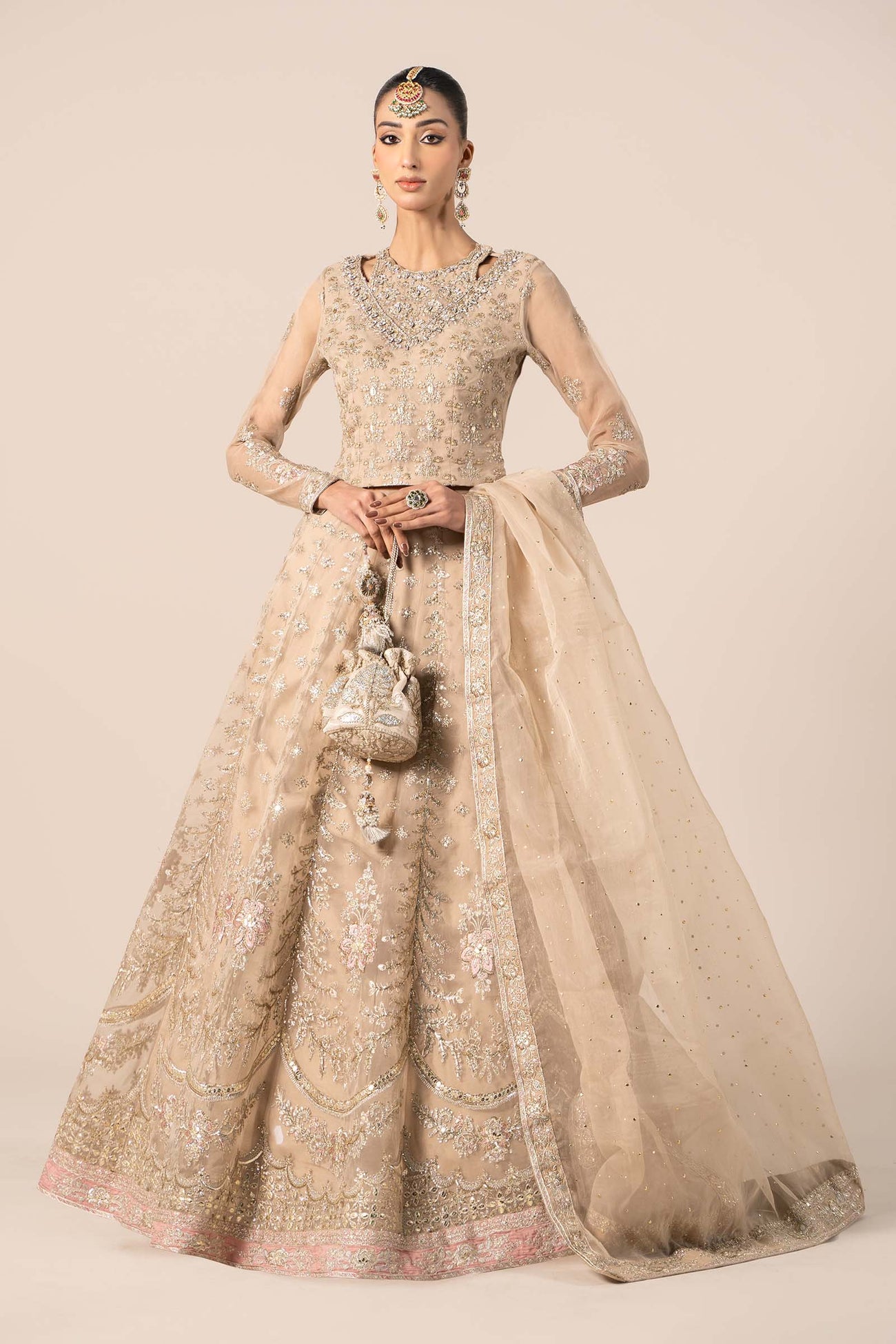 3 Piece Embroidered Organza Suit