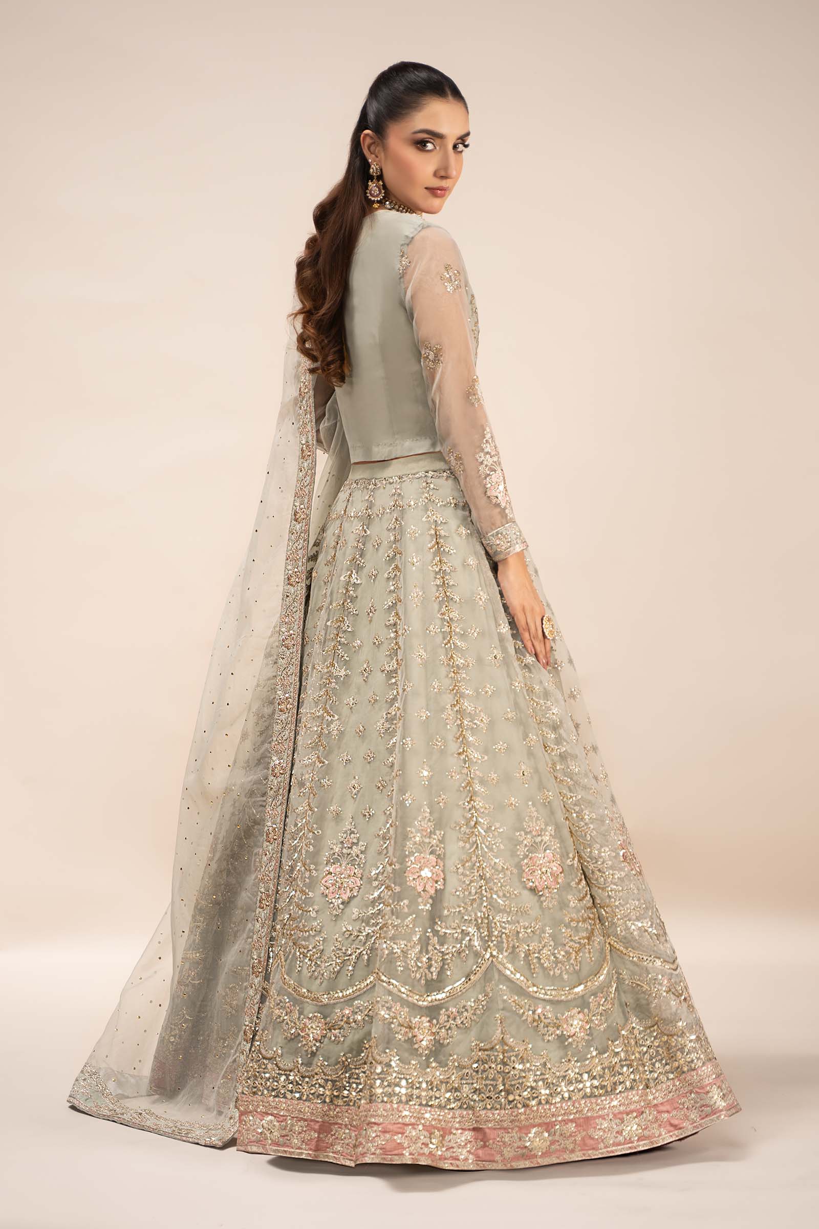 3 Piece Embroidered Organza Suit