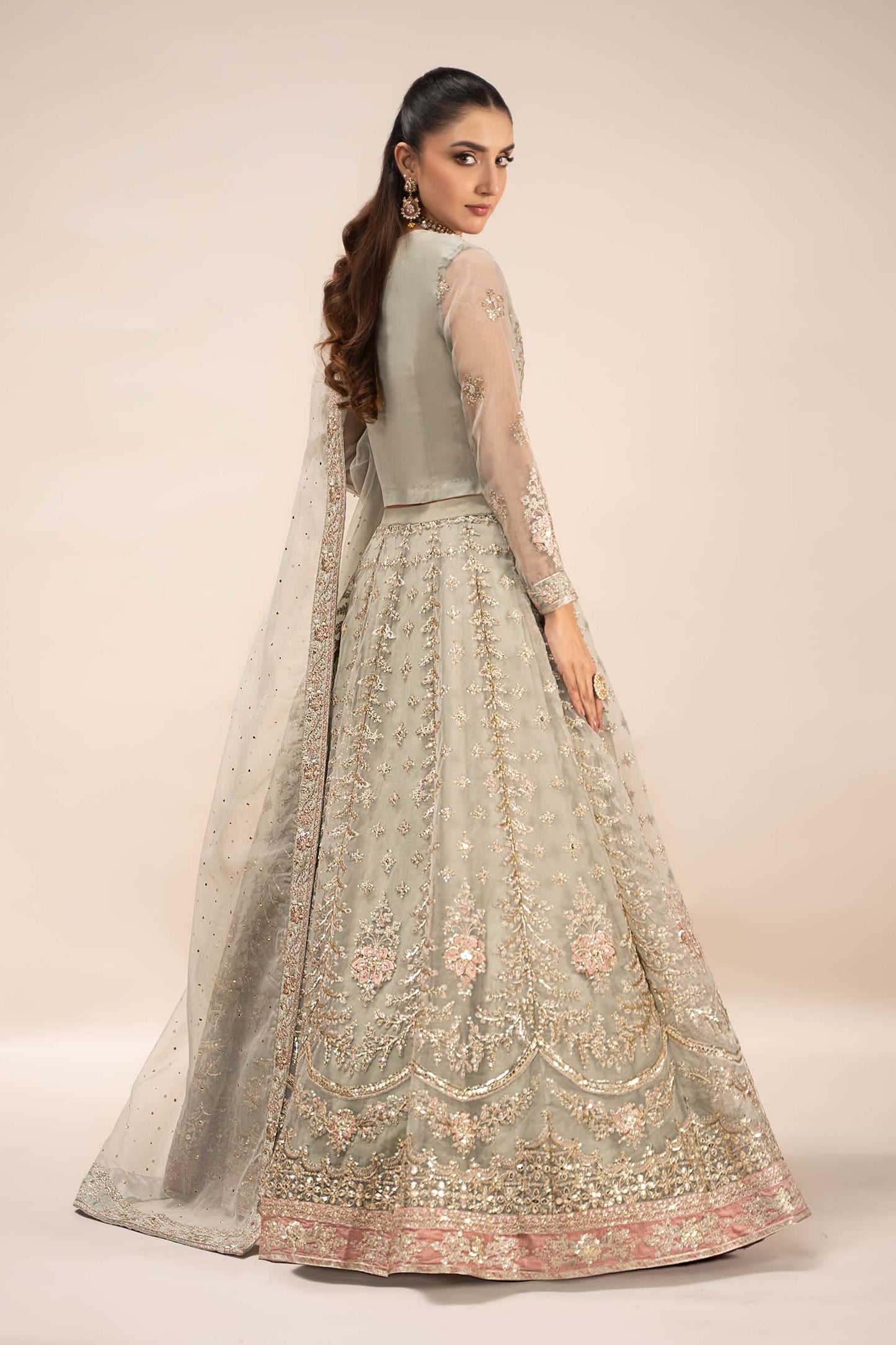 3 Piece Embroidered Organza Suit