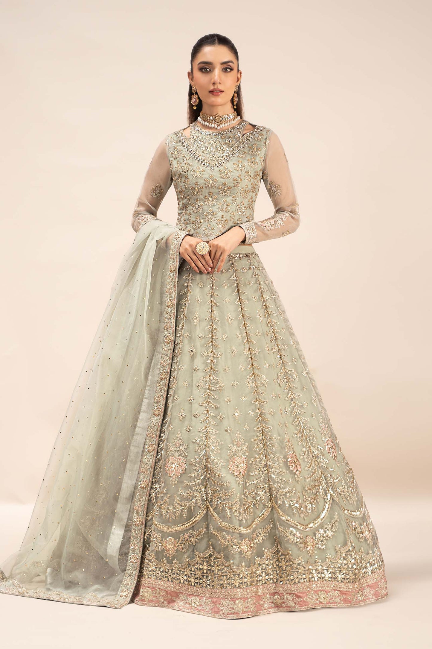 3 Piece Embroidered Organza Suit