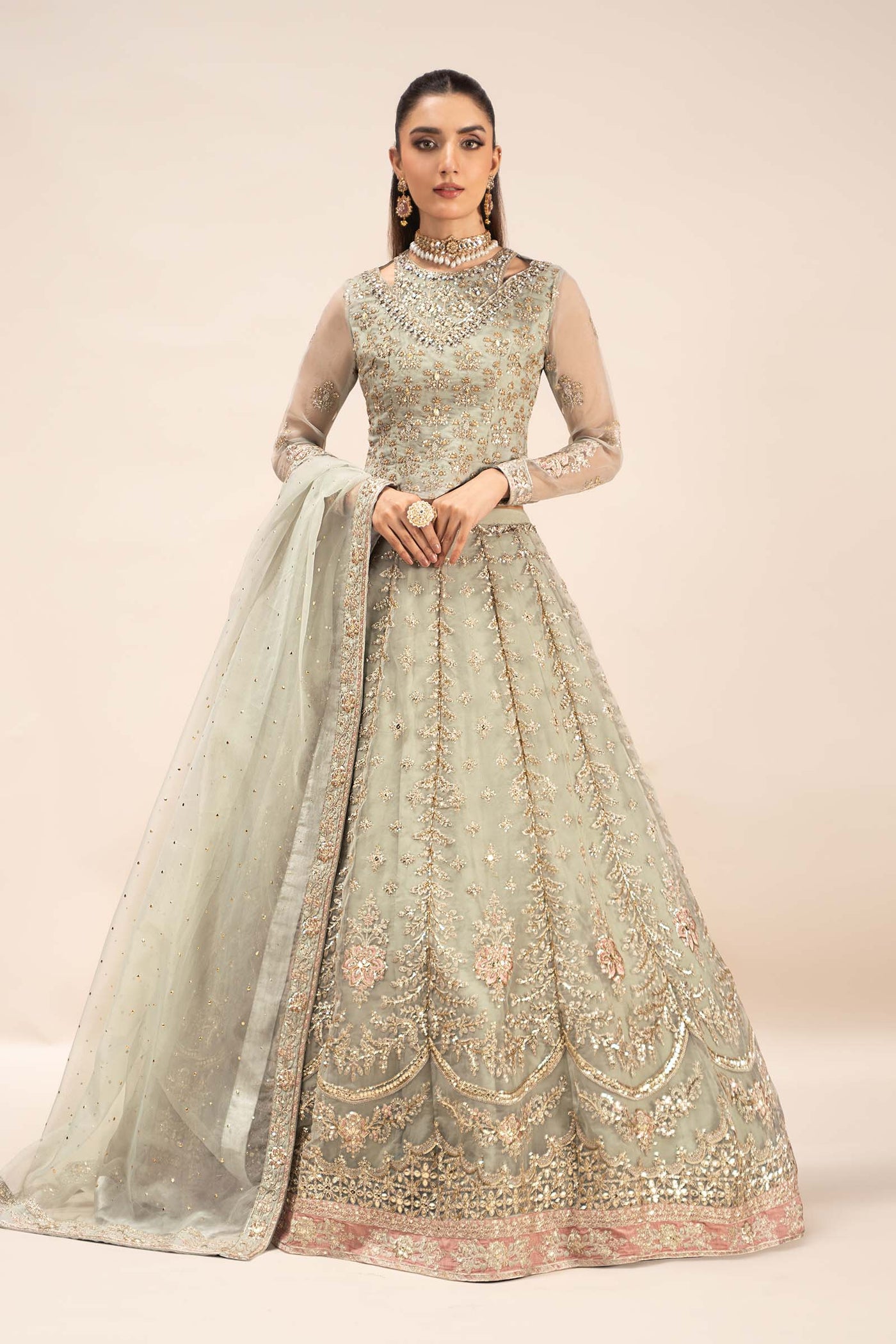 3 Piece Embroidered Organza Suit