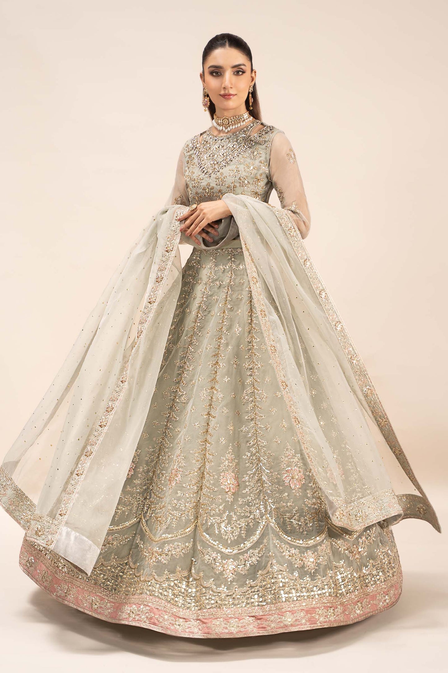 3 Piece Embroidered Organza Suit