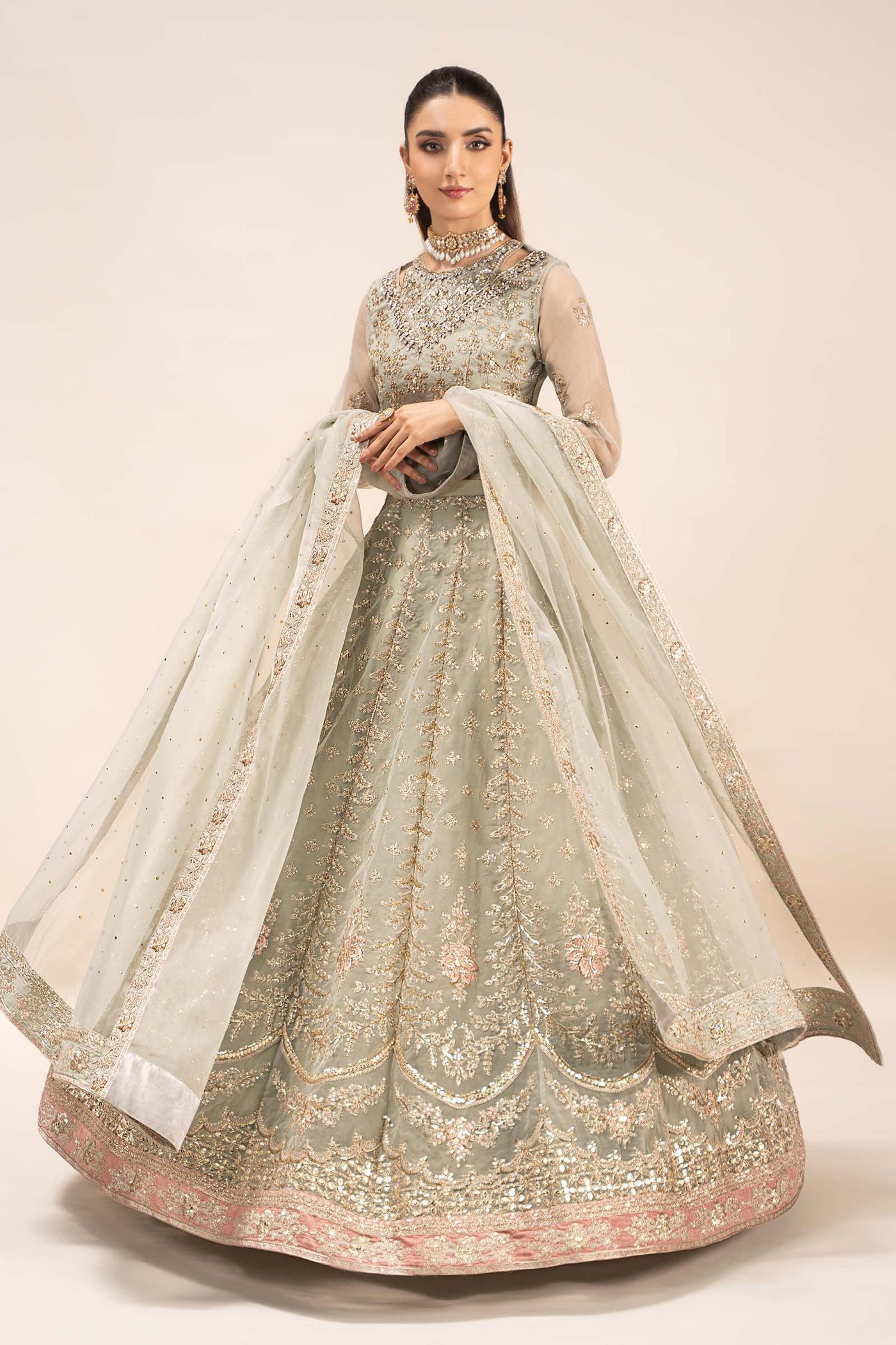 3 Piece Embroidered Organza Suit