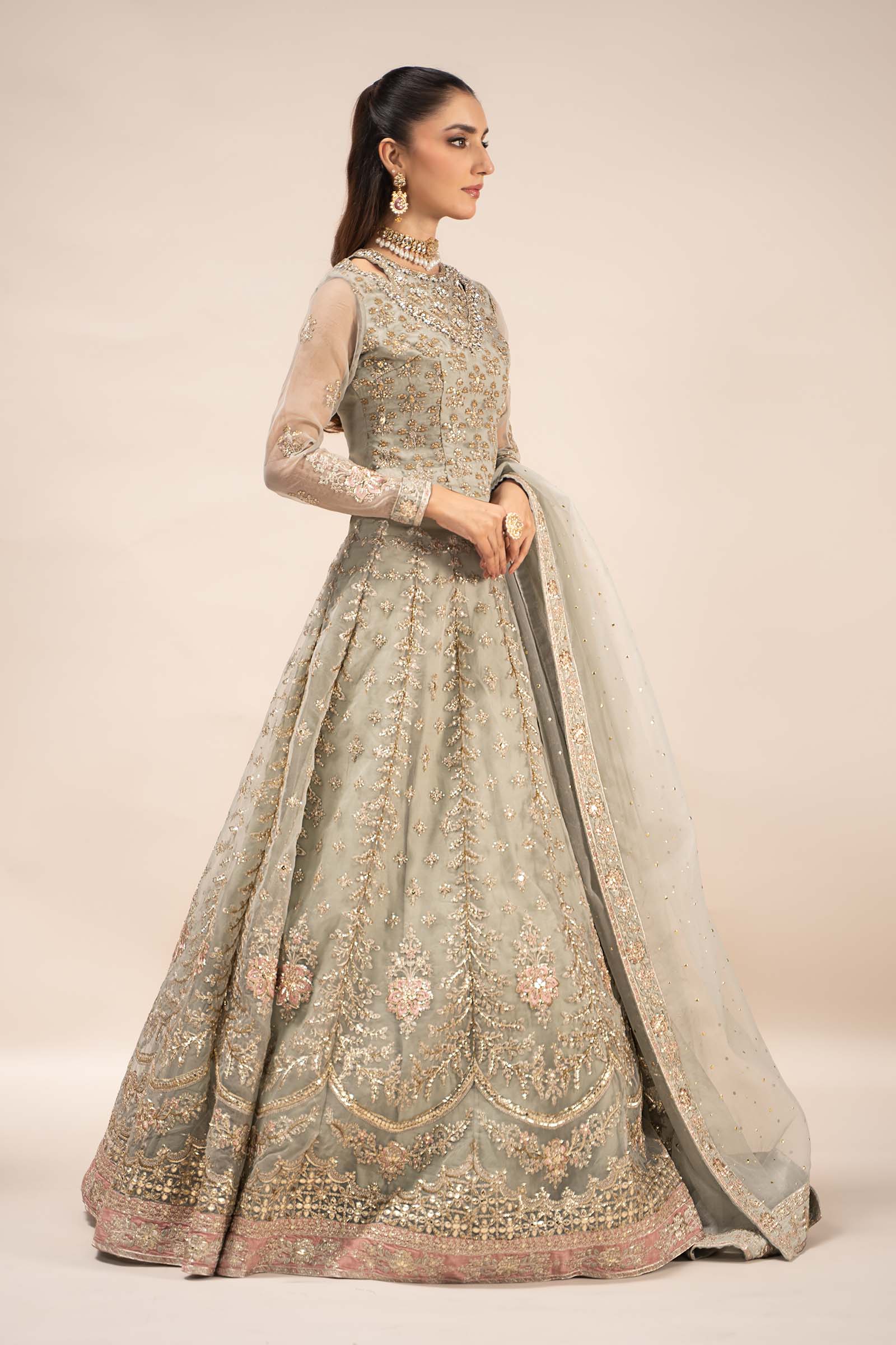 3 Piece Embroidered Organza Suit