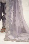 3 Piece Embroidered Raw Silk Suit