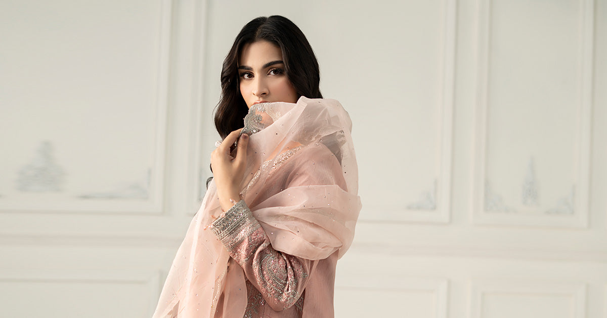 3 Piece Embroidered Raw Silk Suit | SF-EF25-62