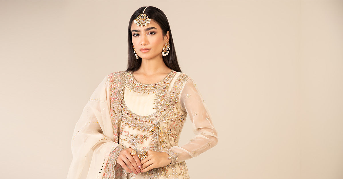 3 Piece Embroidered Organza Suit | SF-EF25-64