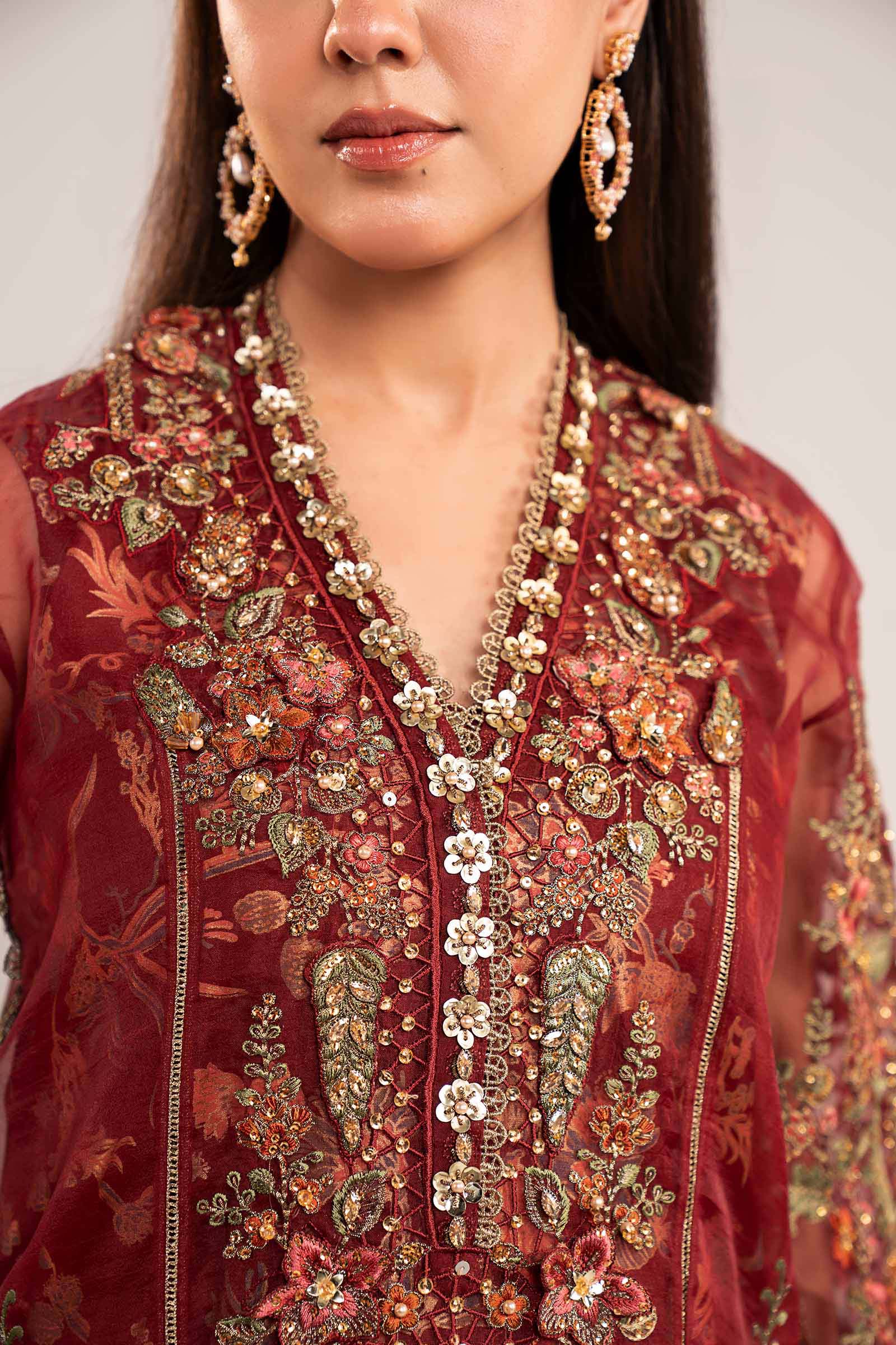 3 Piece Embroidered Organza Suit