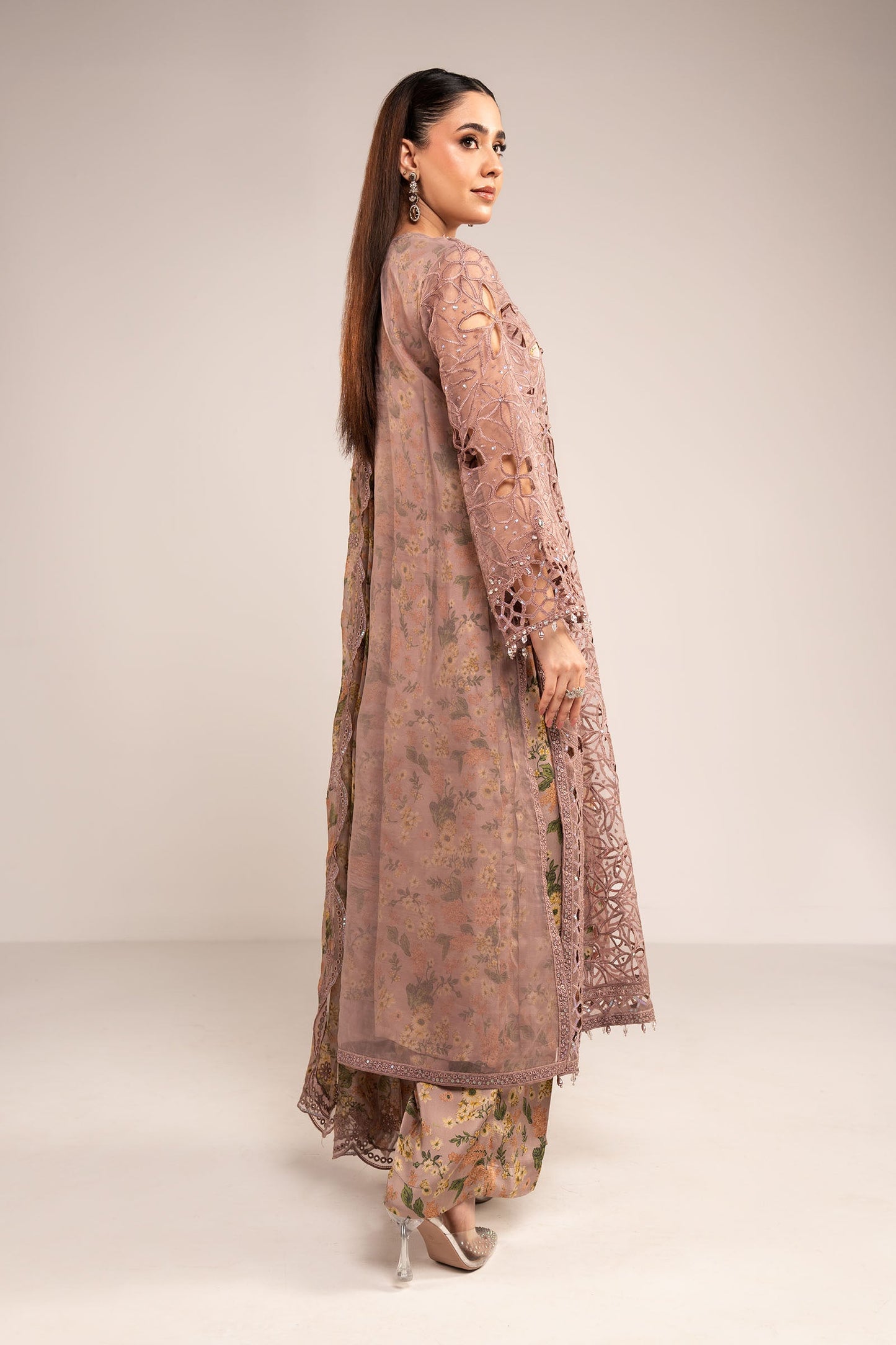 3 Piece Embroidered Organza Suit