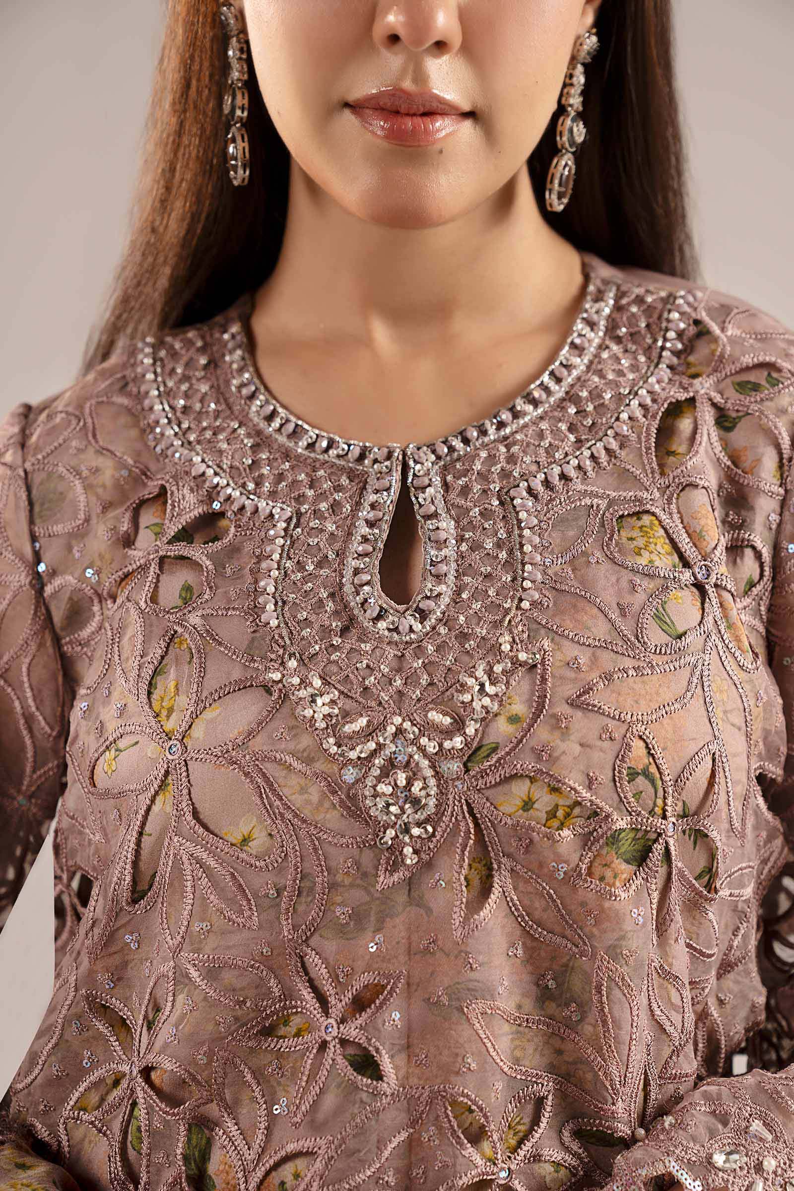 3 Piece Embroidered Organza Suit