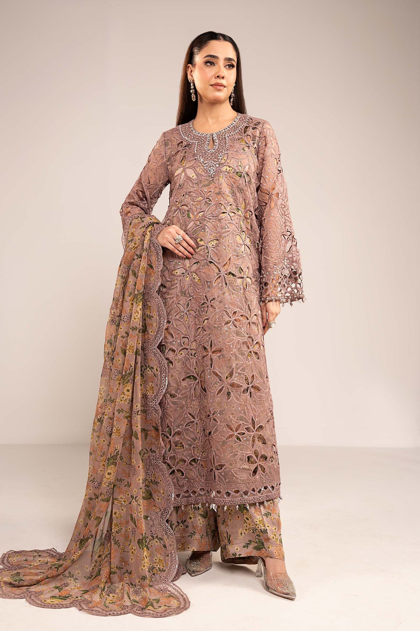 3 Piece Embroidered Organza Suit