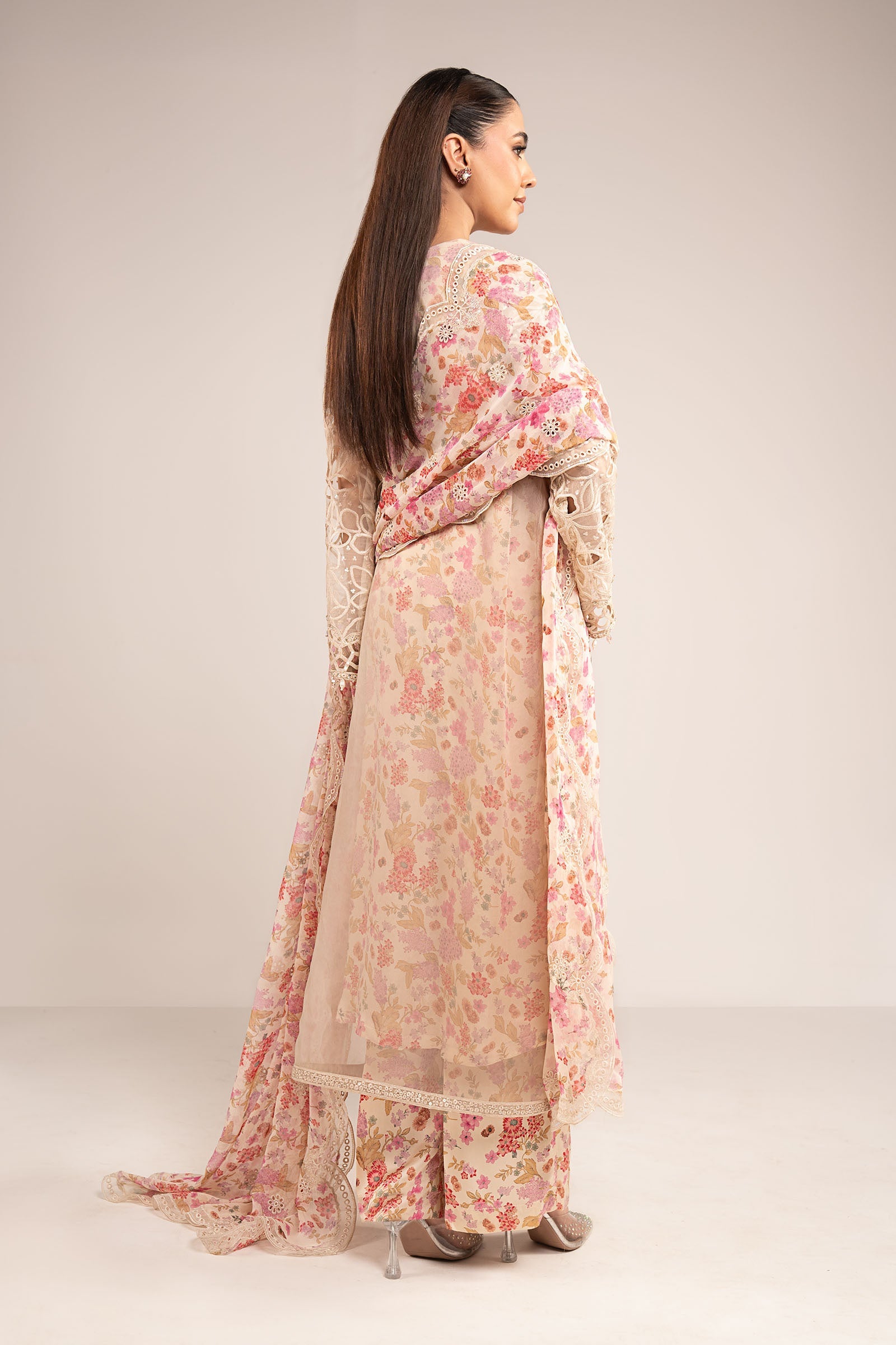 3 Piece Embroidered Organza Suit