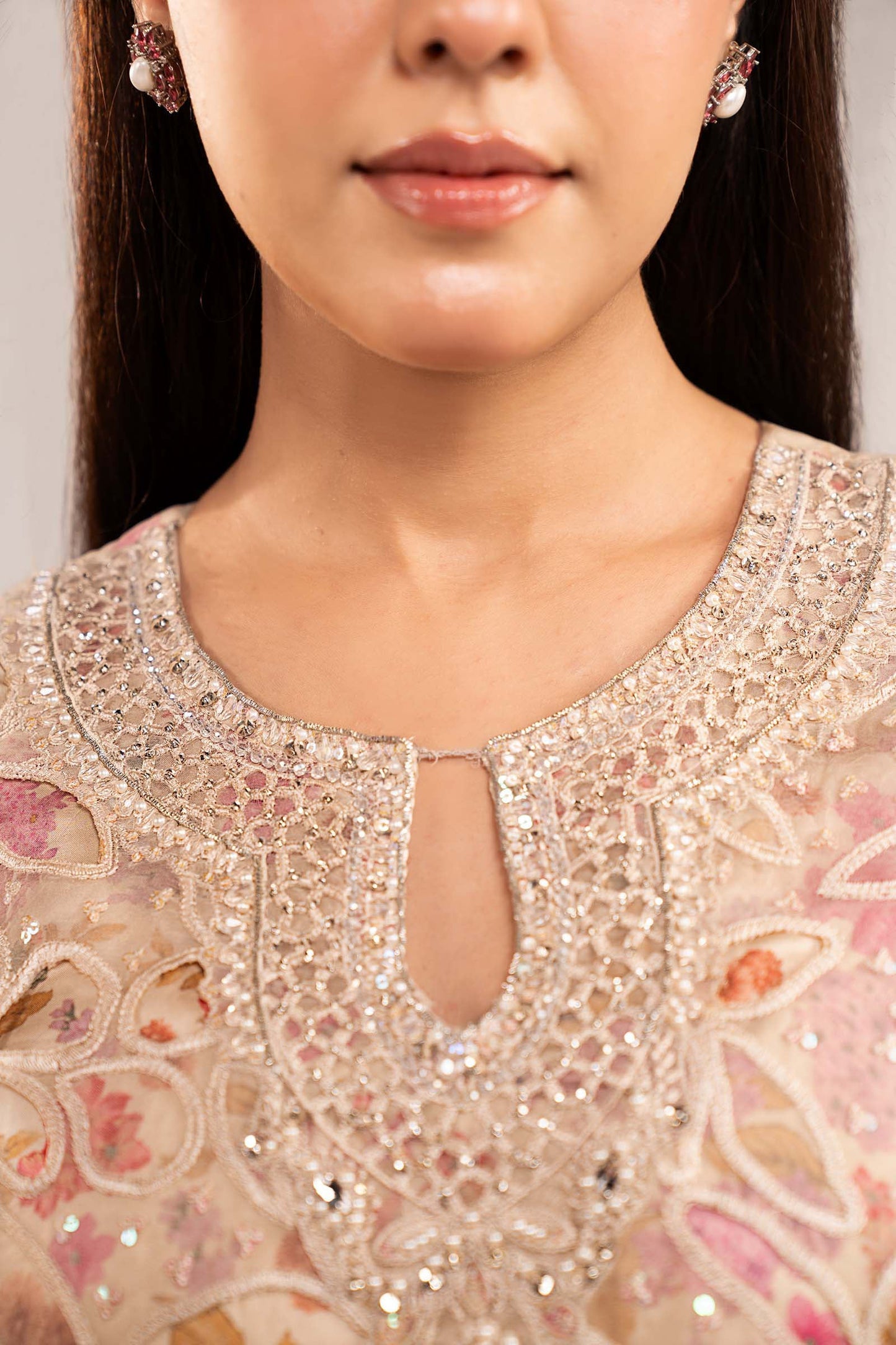 3 Piece Embroidered Organza Suit