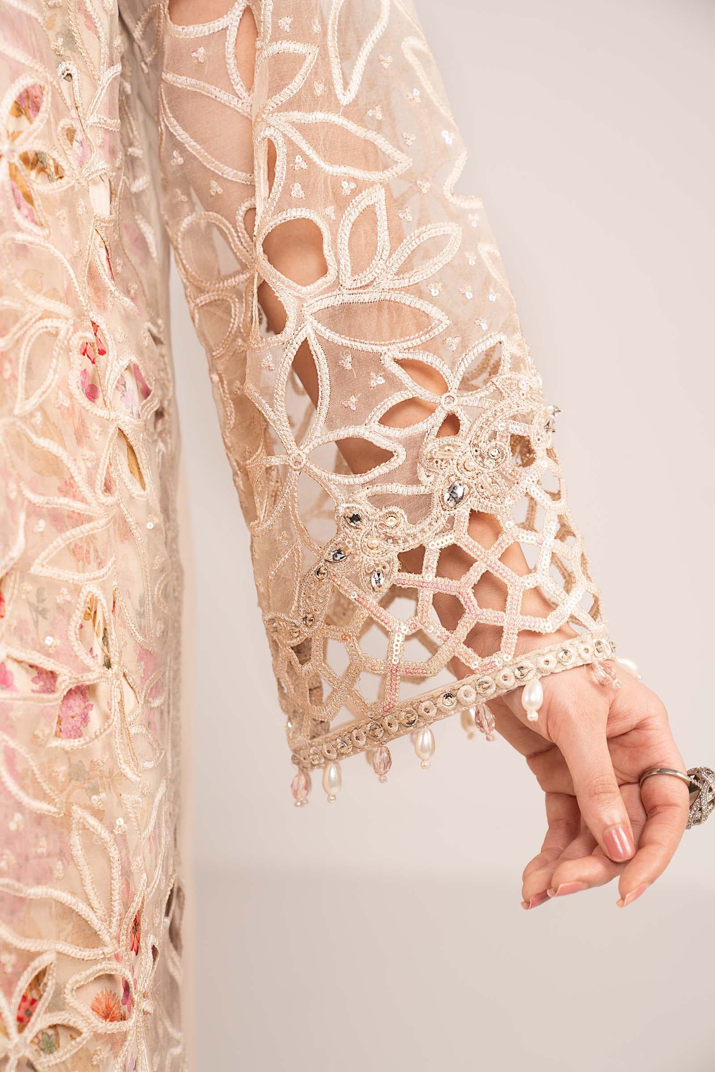 3 Piece Embroidered Organza Suit