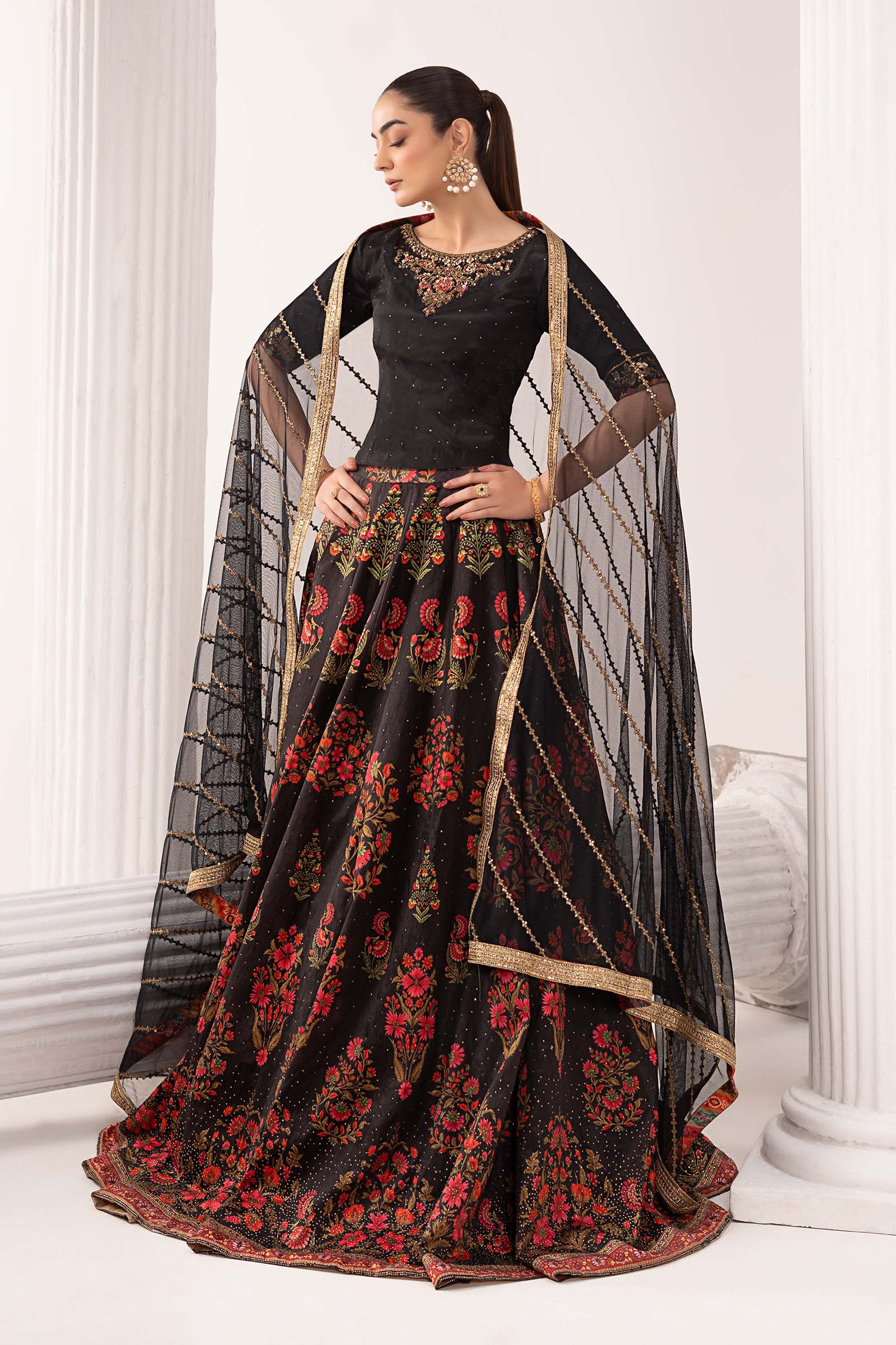 3 Piece Embroidered Raw Silk Suit
