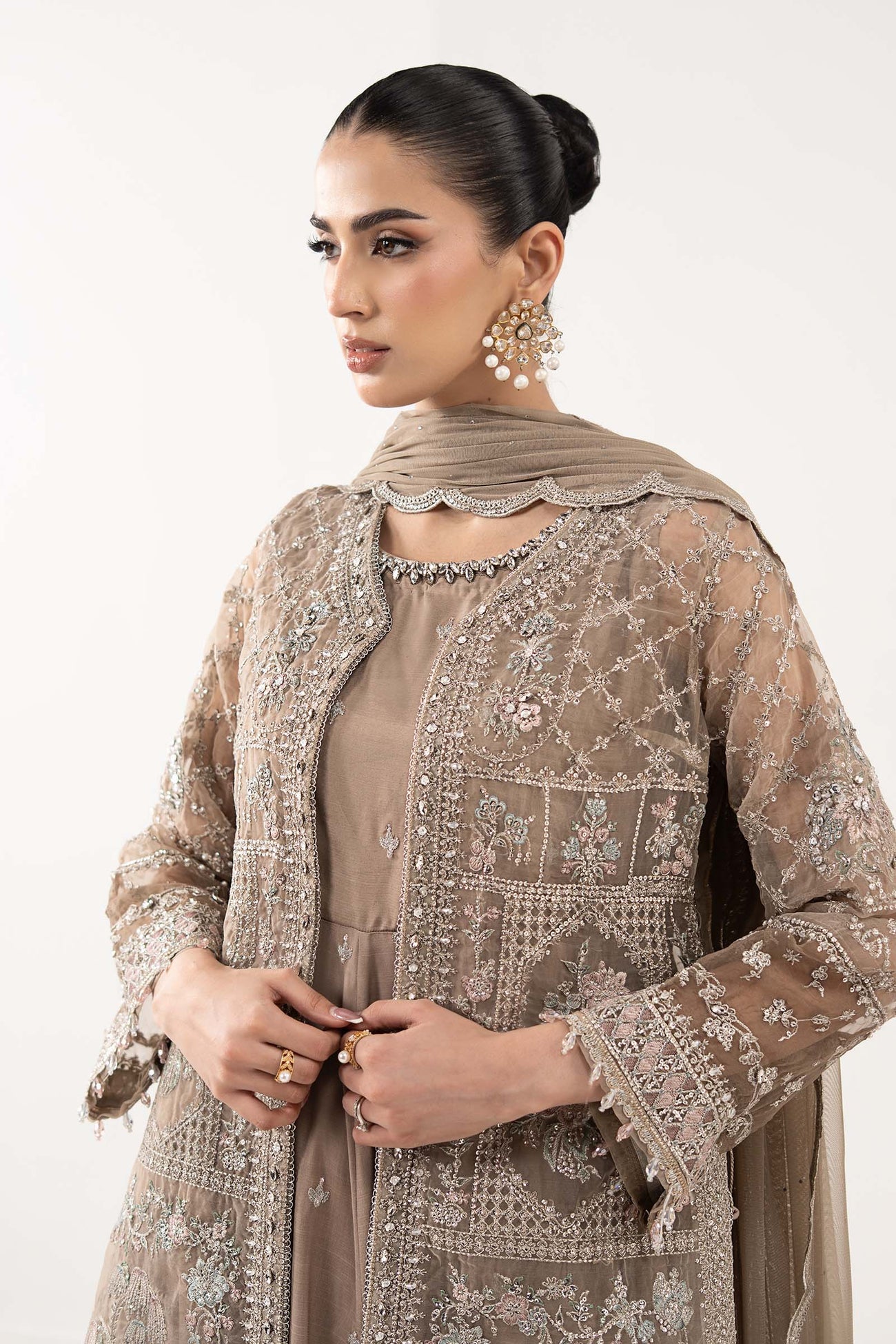 3 Piece Embroidered Organza Suit