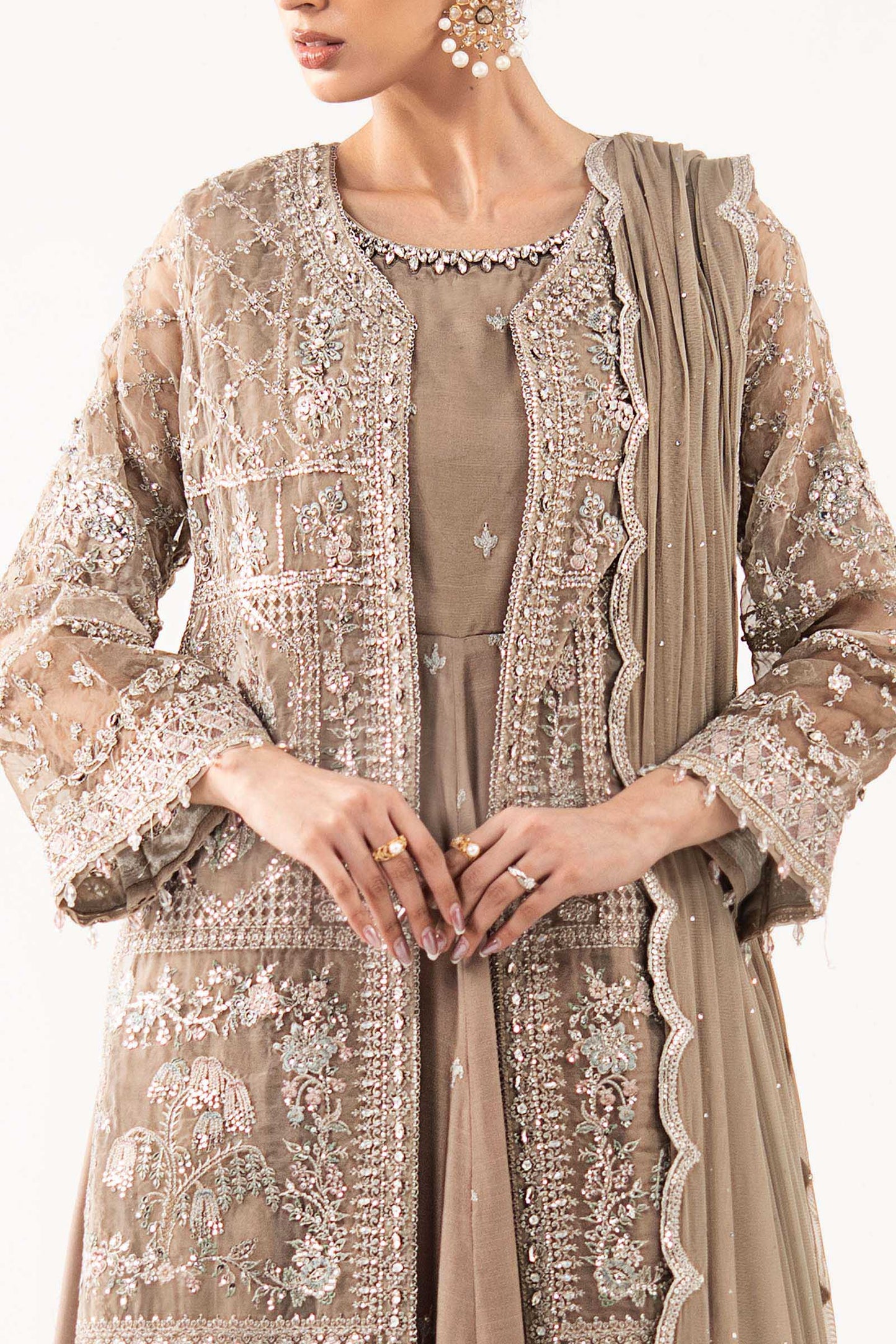 3 Piece Embroidered Organza Suit