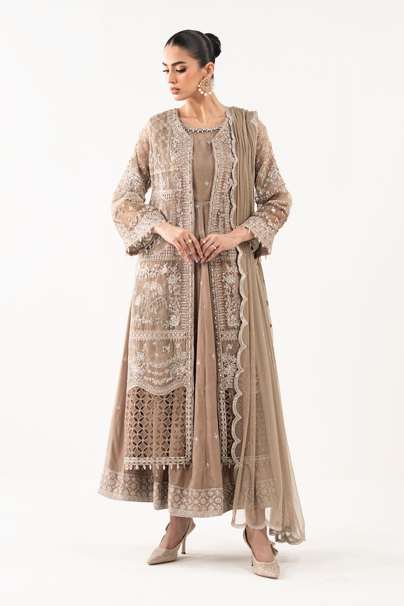 3 Piece Embroidered Organza Suit