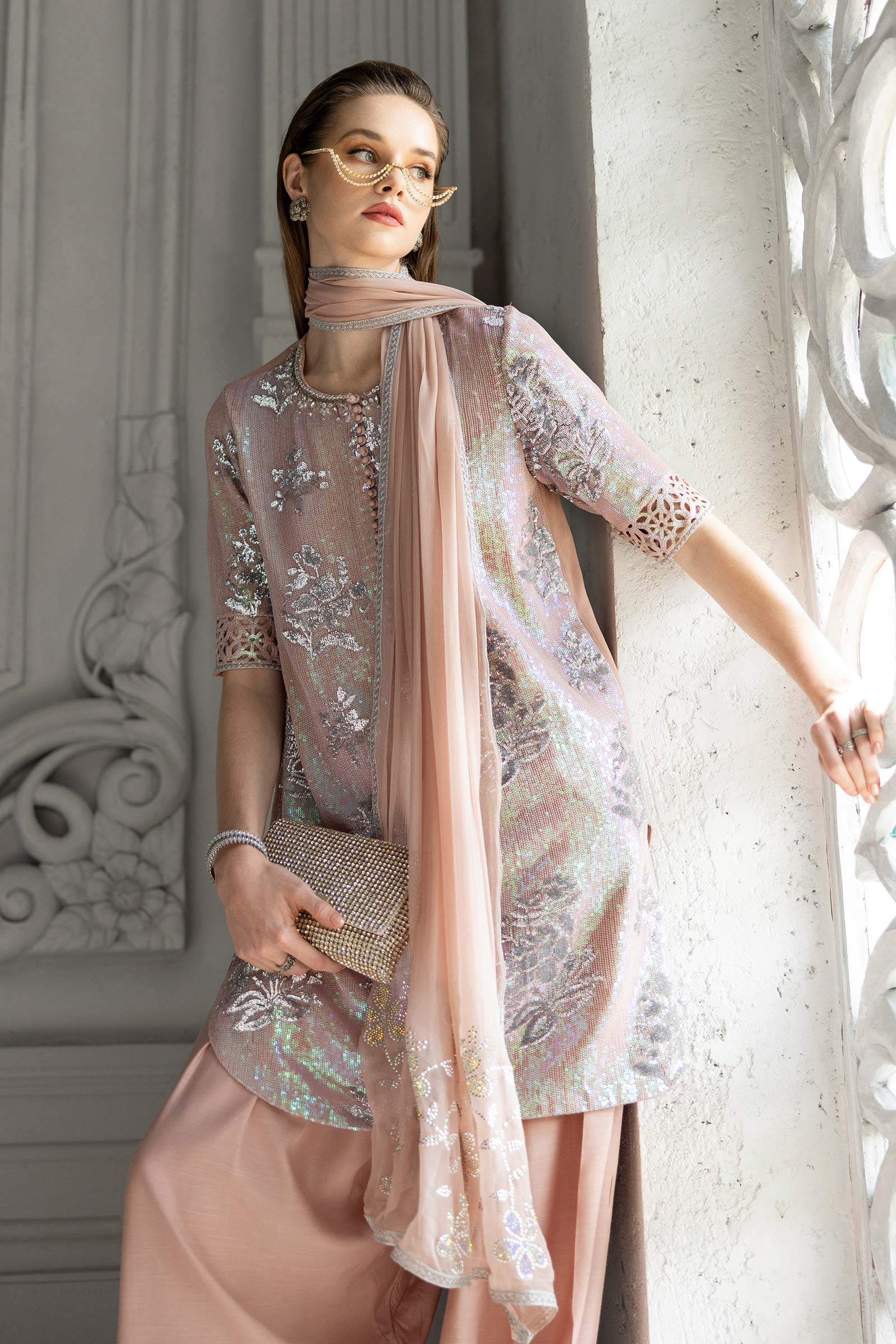 3 Piece Embroidered Chiffon Suit