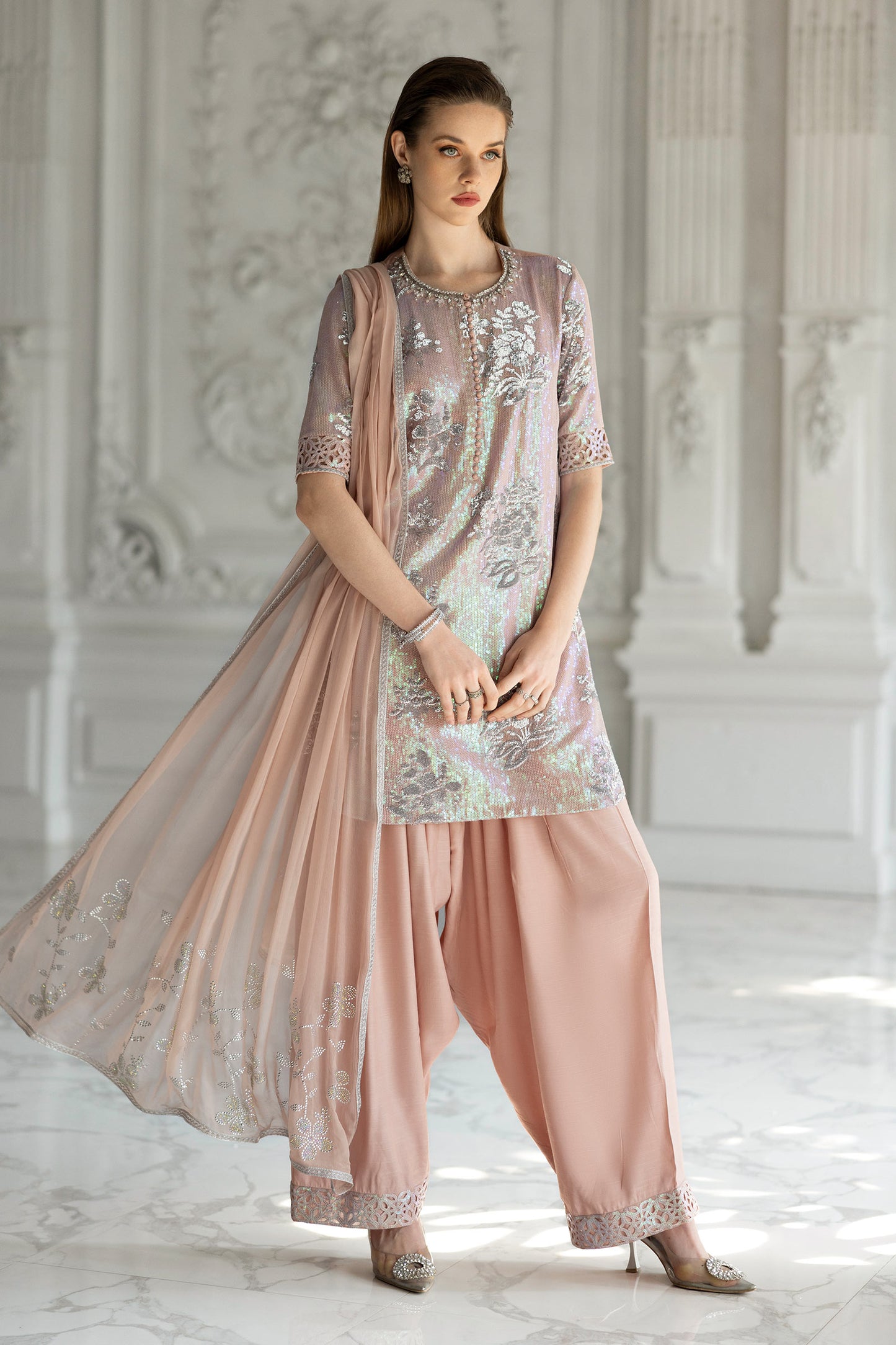 3 Piece Embroidered Chiffon Suit