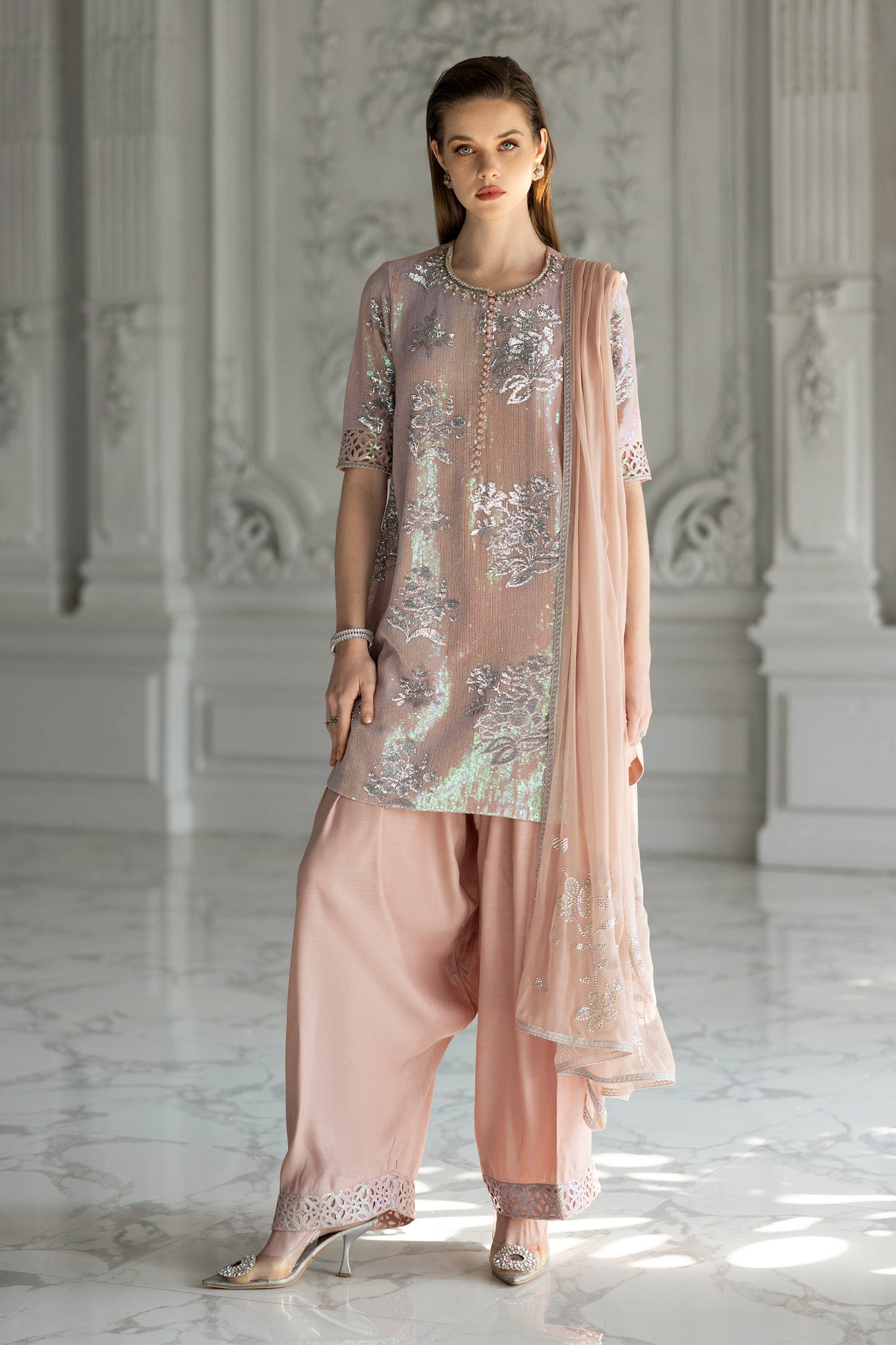3 Piece Embroidered Chiffon Suit