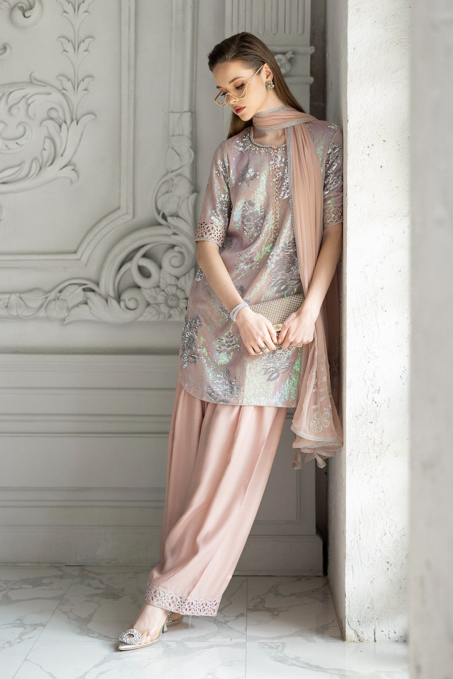3 Piece Embroidered Chiffon Suit