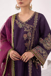 3 Piece Embroidered Raw Silk Suit