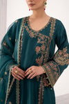 3 Piece Embroidered Raw Silk Suit