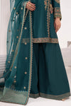3 Piece Embroidered Raw Silk Suit