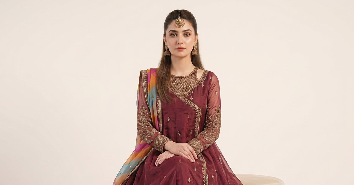3 Piece Embroidered Organza Suit