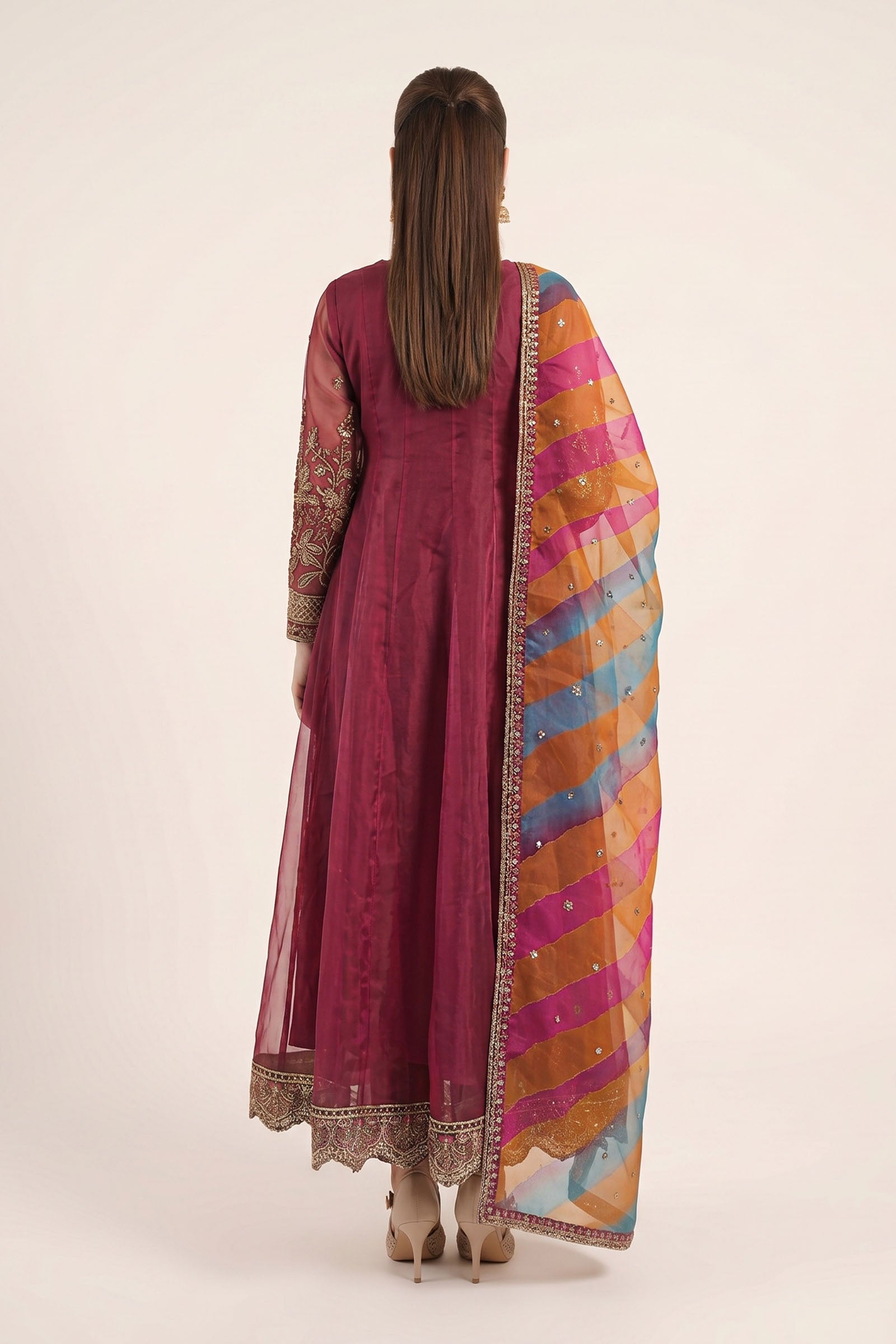 3 Piece Embroidered Organza Suit