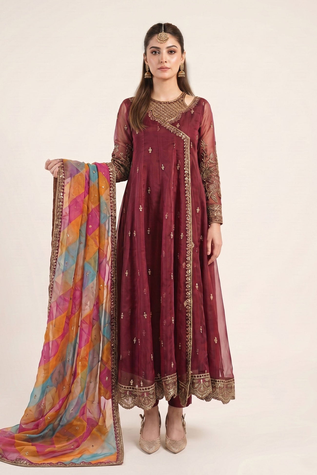 3 Piece Embroidered Organza Suit