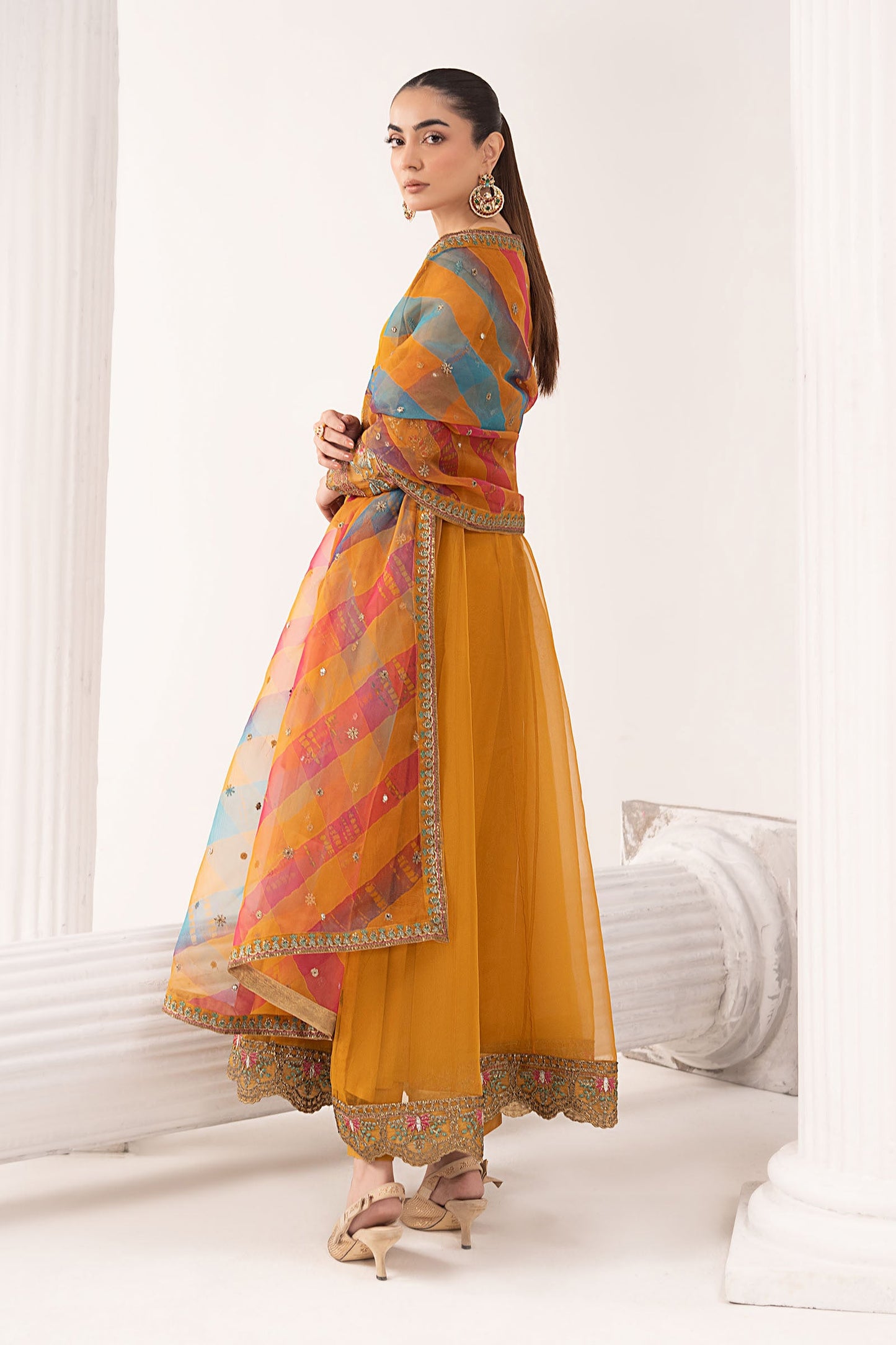 3 Piece Embroidered Organza Suit