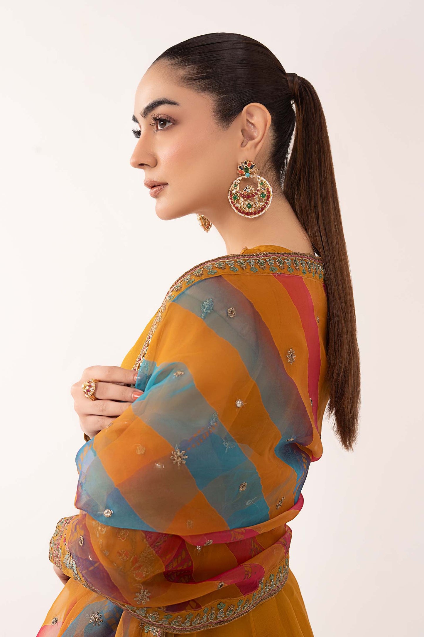 3 Piece Embroidered Organza Suit