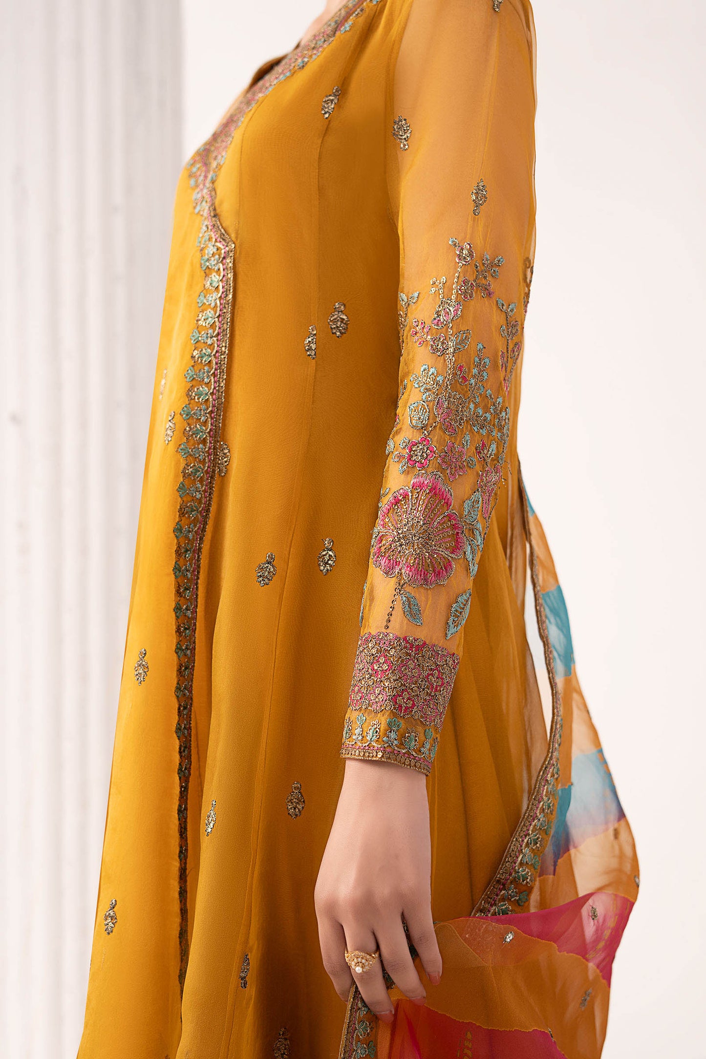 3 Piece Embroidered Organza Suit