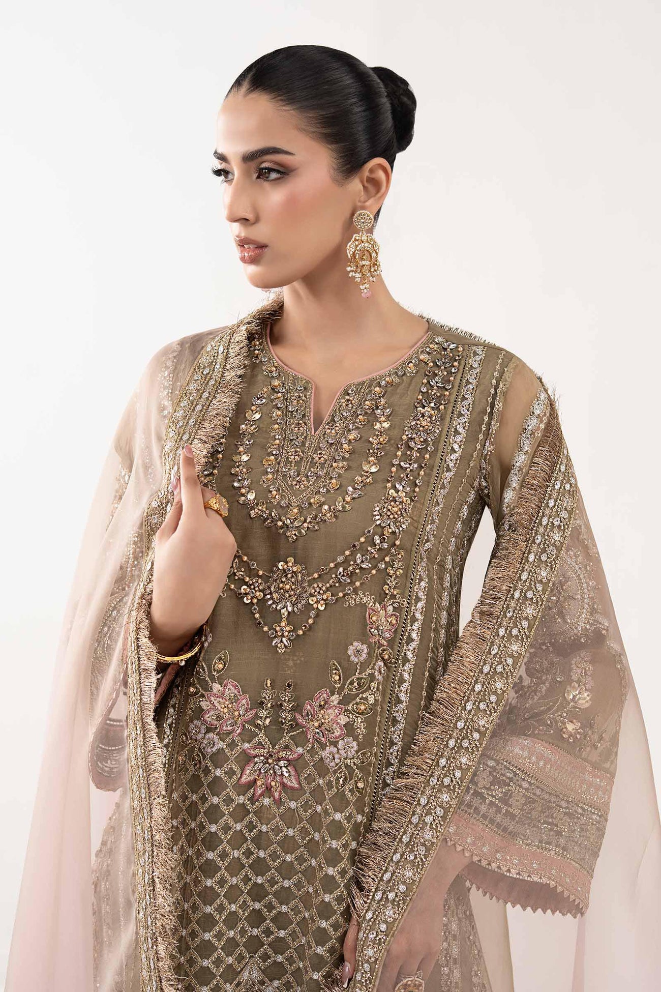 3 Piece Embroidered Organza Suit