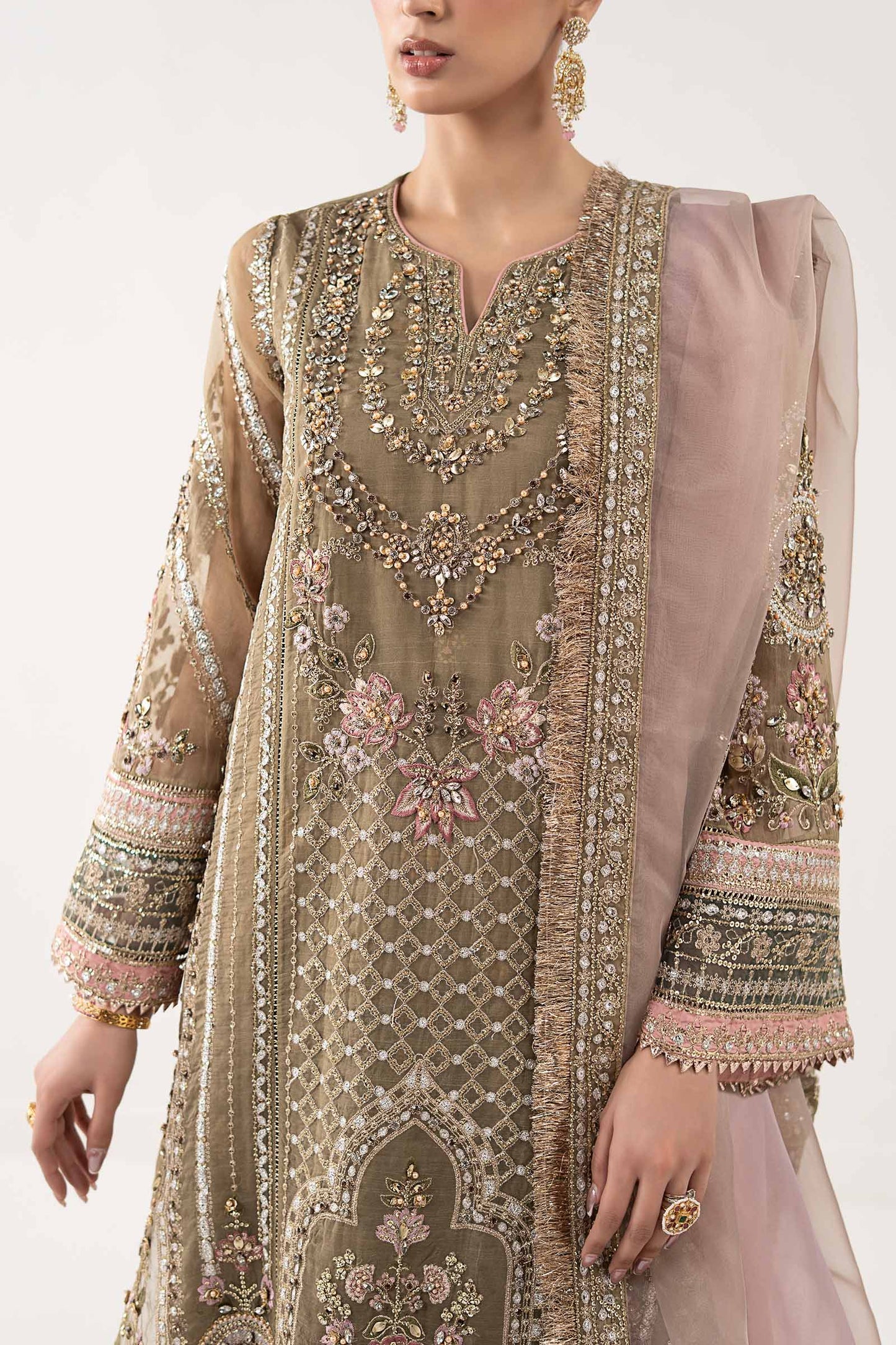 3 Piece Embroidered Organza Suit