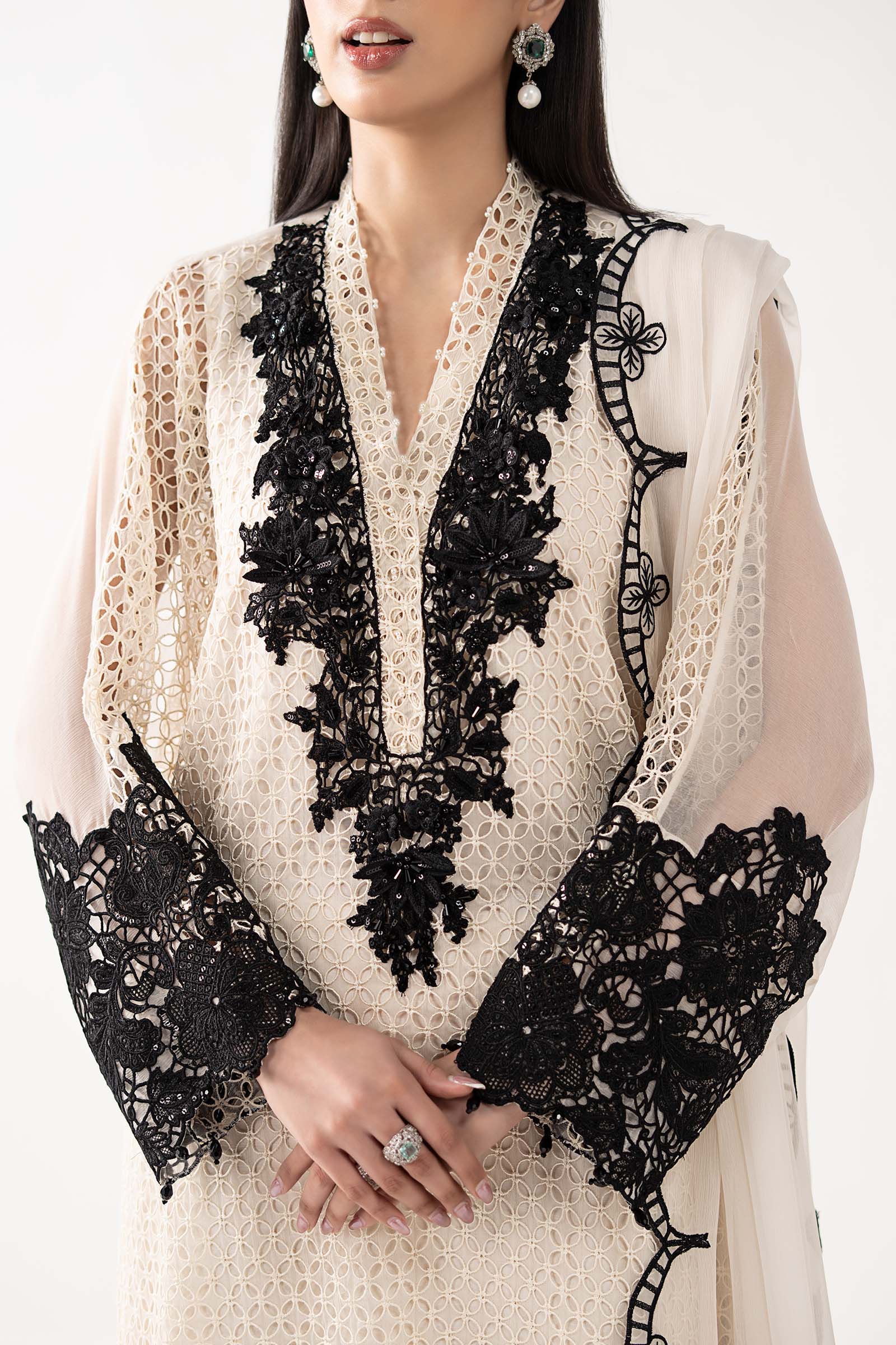 3 Piece Embroidered Chiffon Suit